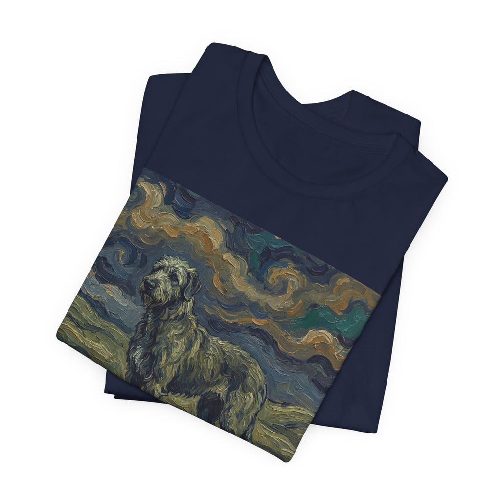 Van Gogh Style Irish Wolfhound T-Shirt — Swirling Storm Sky Art Print
