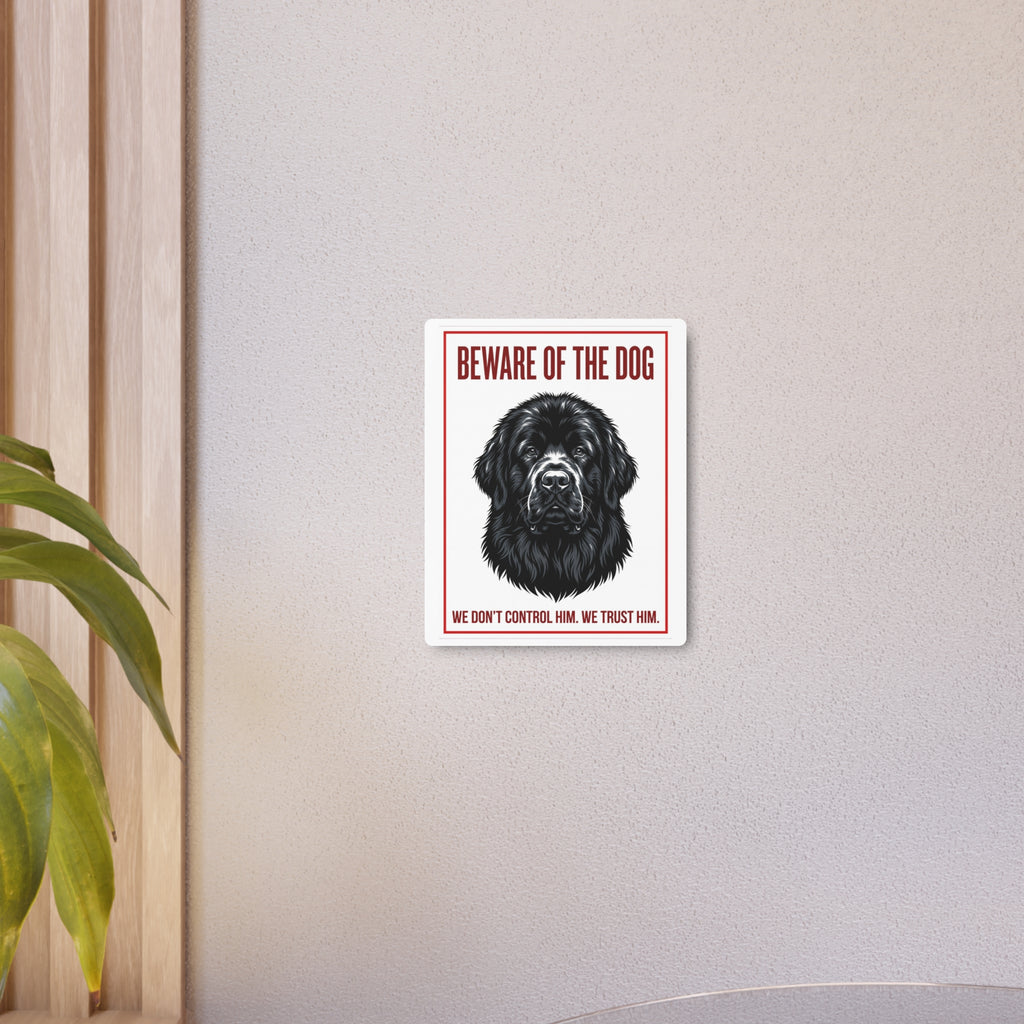 Beware of Newfoundland Metal Sign – Black Portrait Aluminum Wall Sign – alternate view