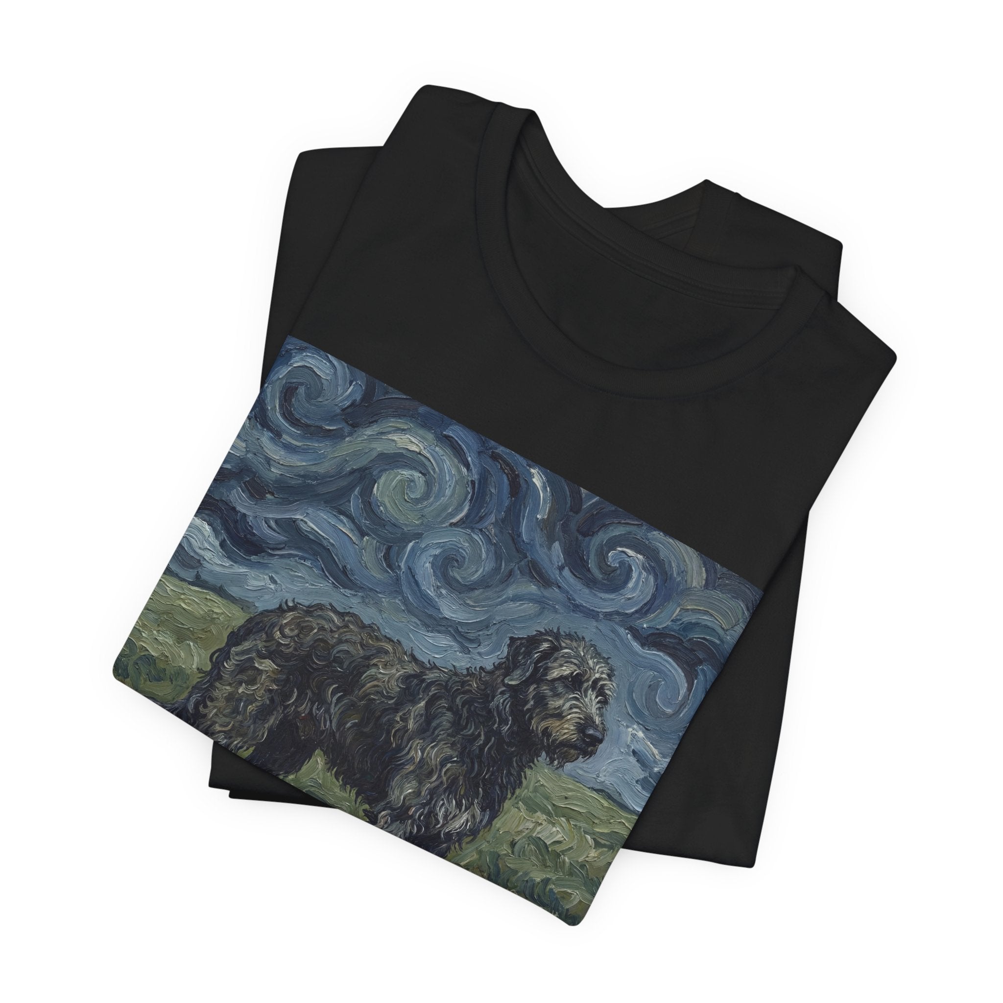 Van Gogh Style Irish Wolfhound T-Shirt — Swirling Storm Field Art Print