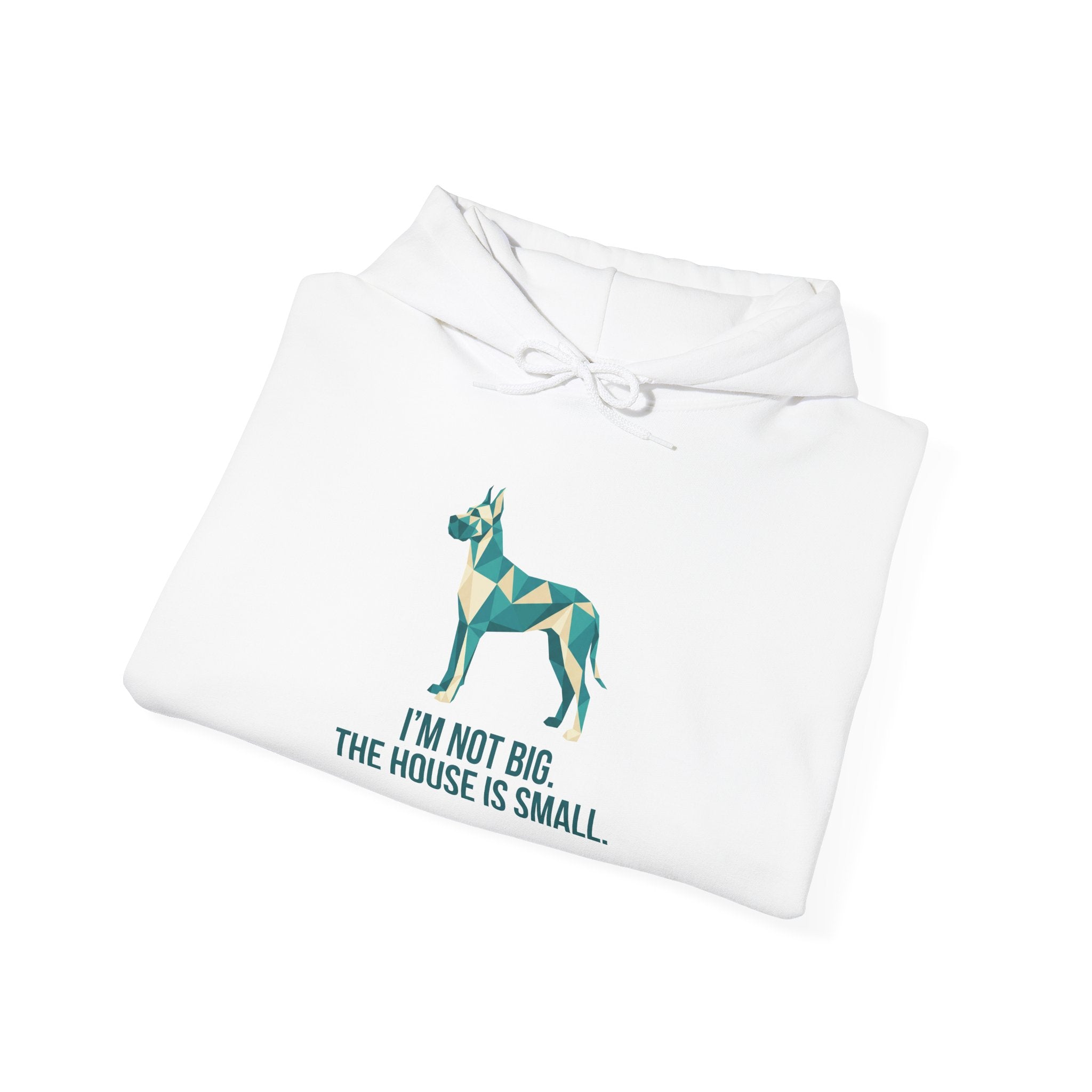 Great Dane Low Poly Hoodie — Teal & Cream Geometric Art Print