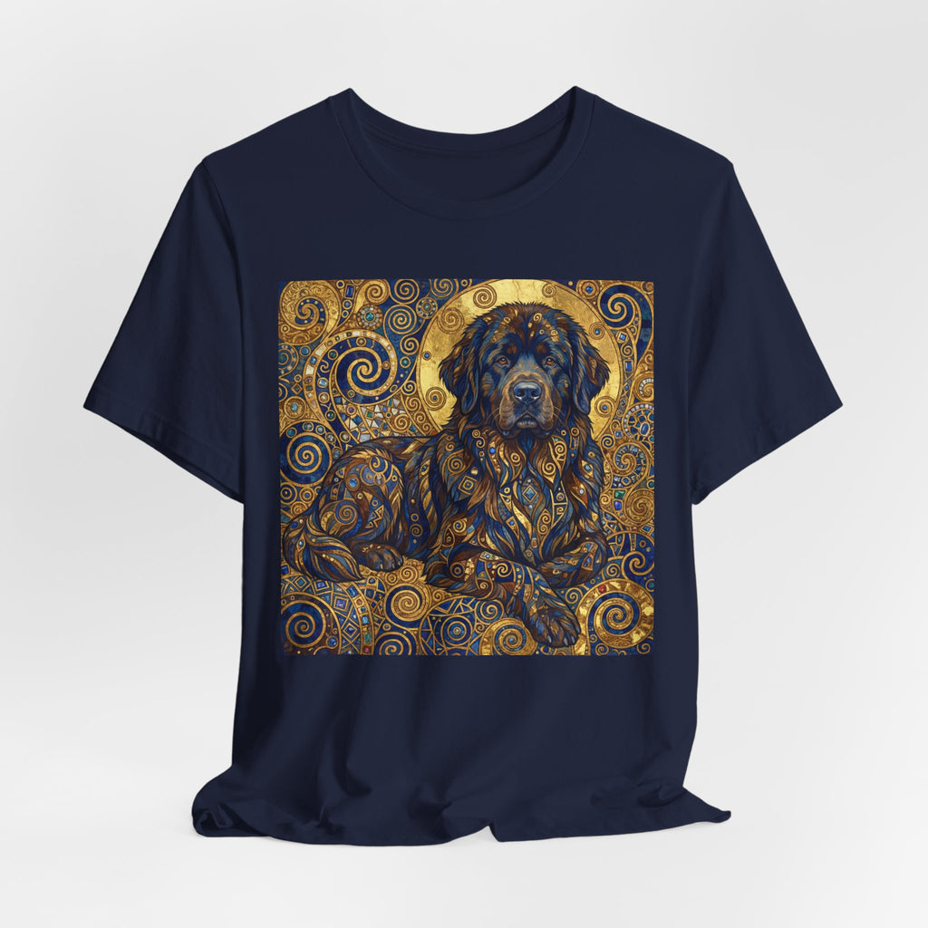 Klimt Style Newfoundland T-Shirt — Gold Spiral Art Print