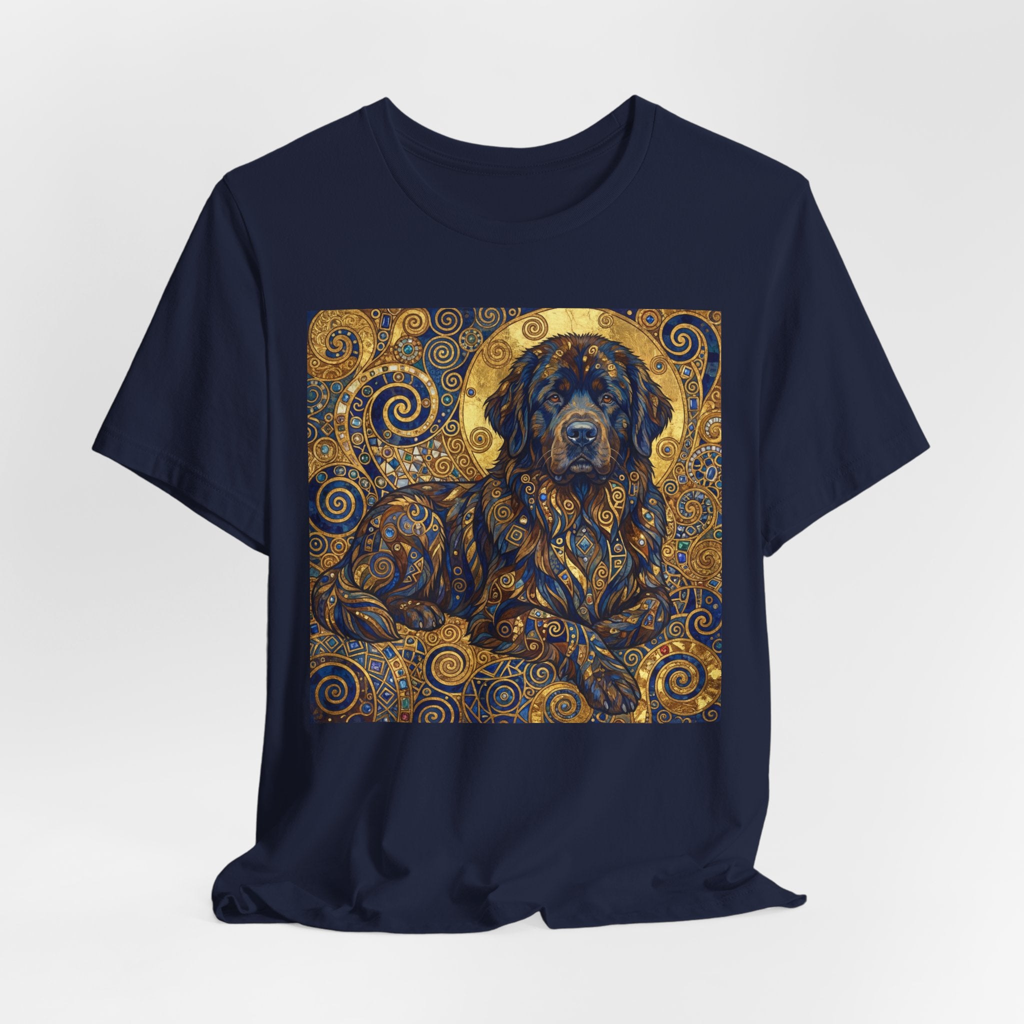 Klimt Style Newfoundland T-Shirt — Gold Spiral Art Print