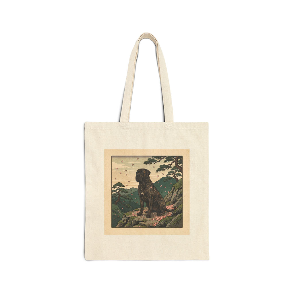 Hiroshige Cane Corso Tote Bag – Cherry Blossom Mountain Art Print – side view