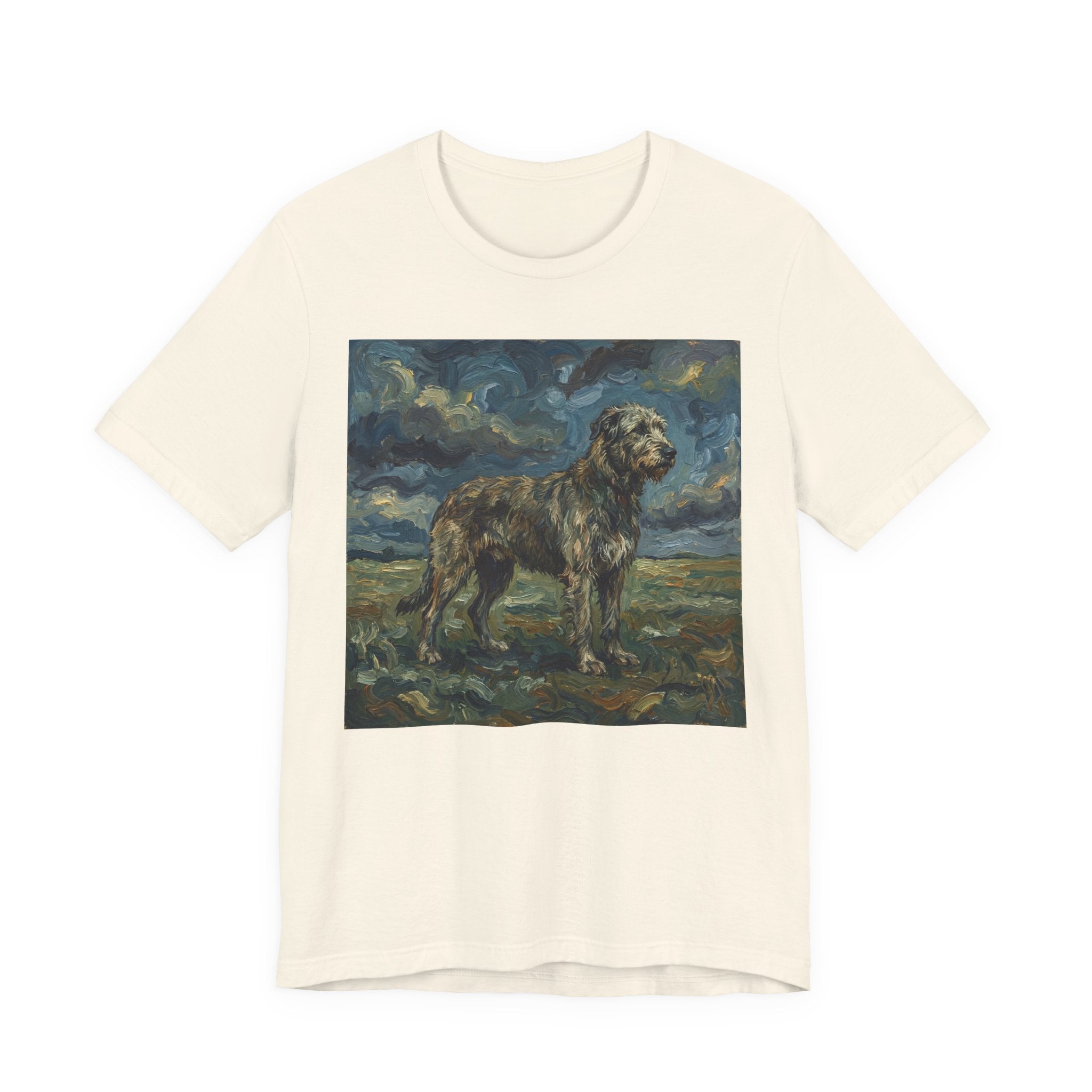 Van Gogh Style Irish Wolfhound T-Shirt — Stormy Moorland Art Print