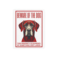 Beware of Great Dane Metal Sign – Red Portrait Aluminum Wall Sign – side view