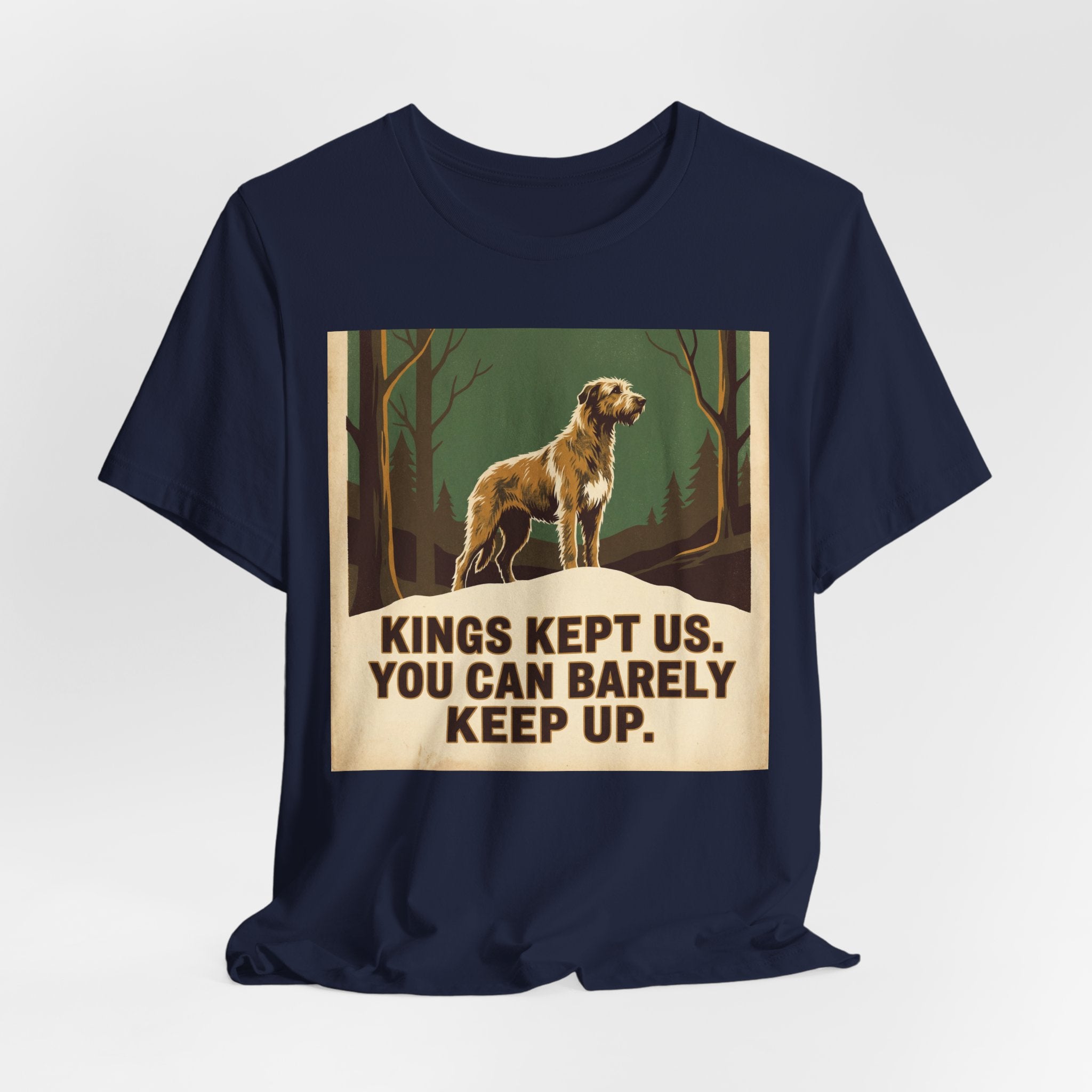 Camiseta Lebrel Irlandés Vintage Retro — Estilo Póster Verde Bosque
