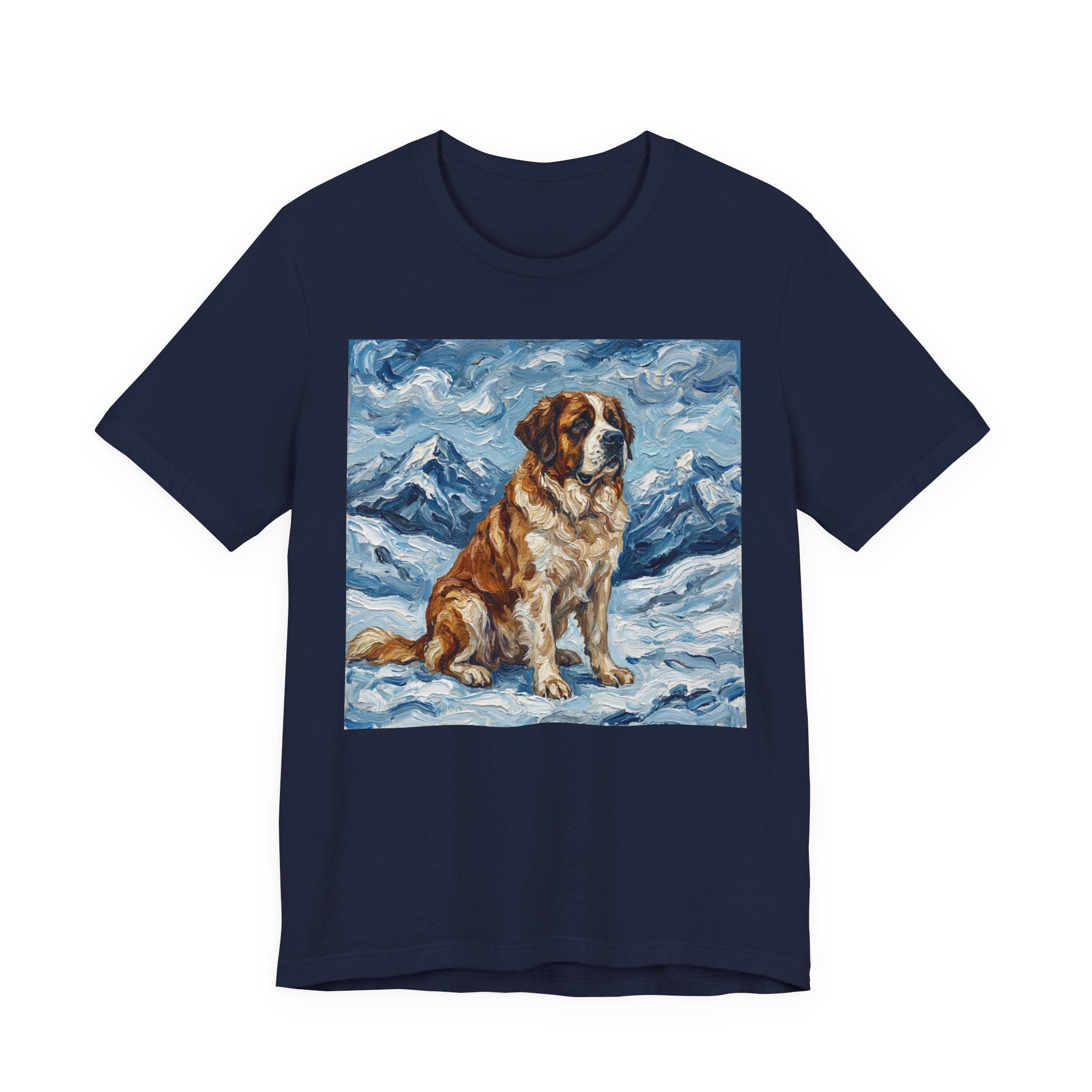 Van Gogh Style Saint Bernard T-Shirt — Alpine Snow Art Print