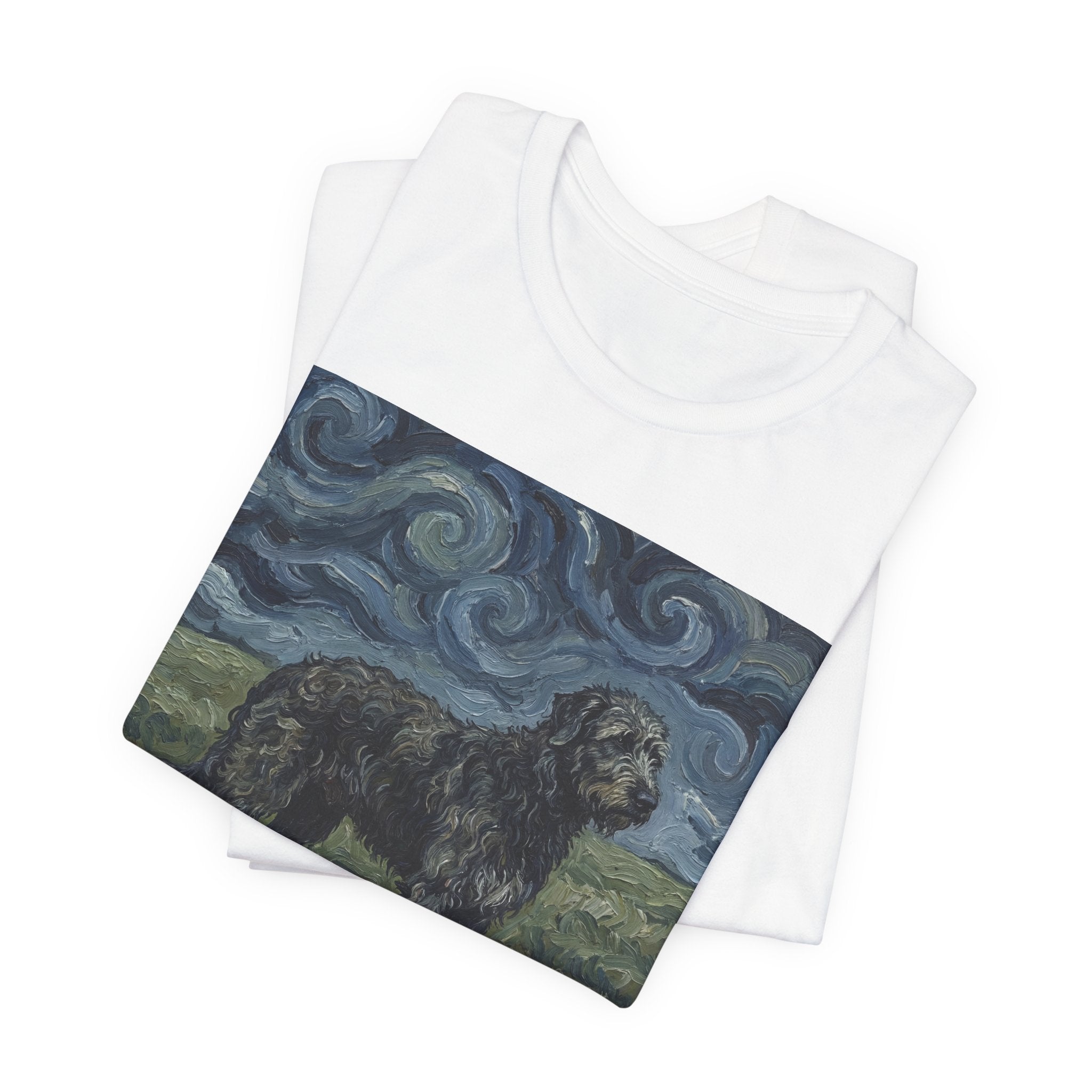 Van Gogh Style Irish Wolfhound T-Shirt — Swirling Storm Field Art Print