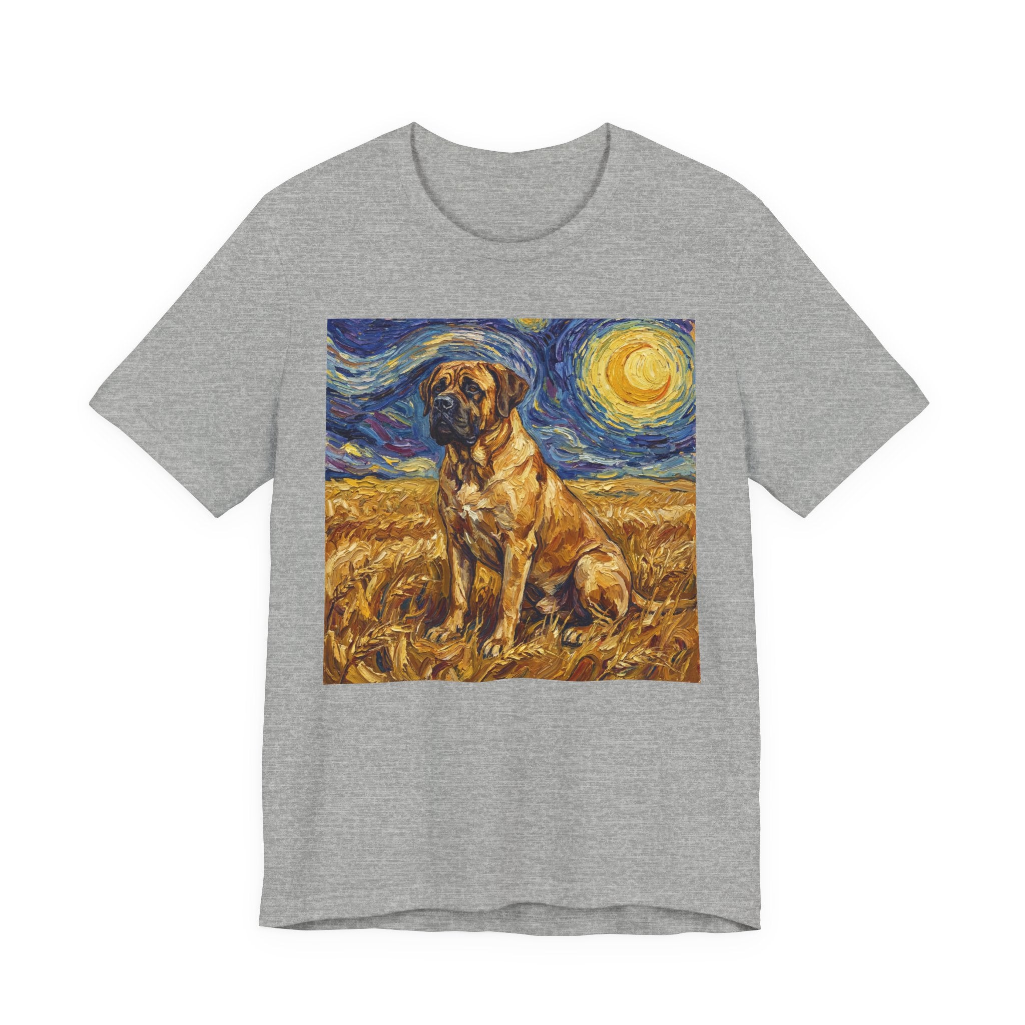 Van Gogh Style Mastiff T-Shirt — Starry Night Wheat Field Art Print