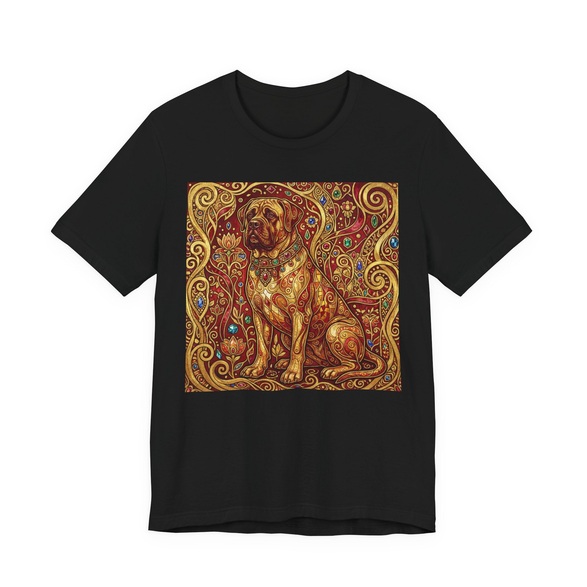 Klimt Style Mastiff T-Shirt — Gold Jeweled Ornamental Art Print