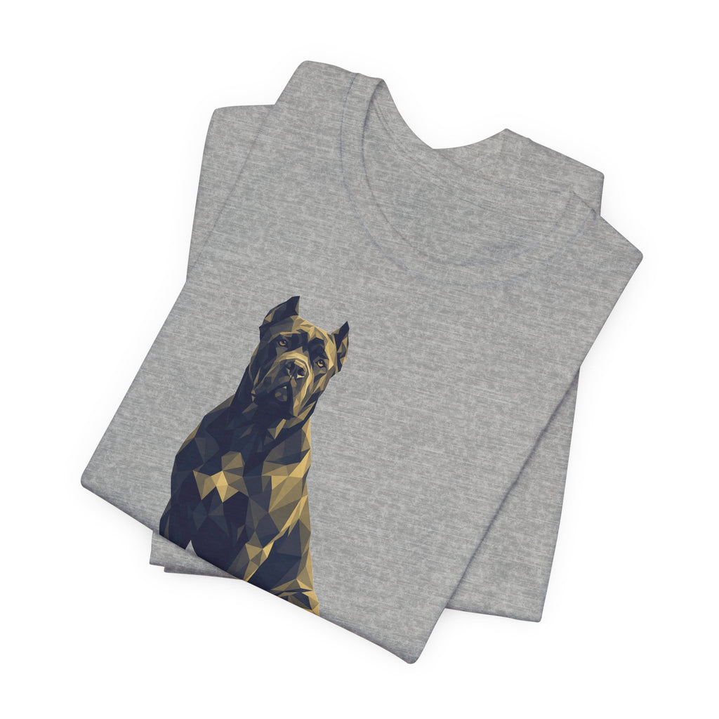 Cane Corso Low Poly T-Shirt — Dark Slate & Gold Geometric Art Print