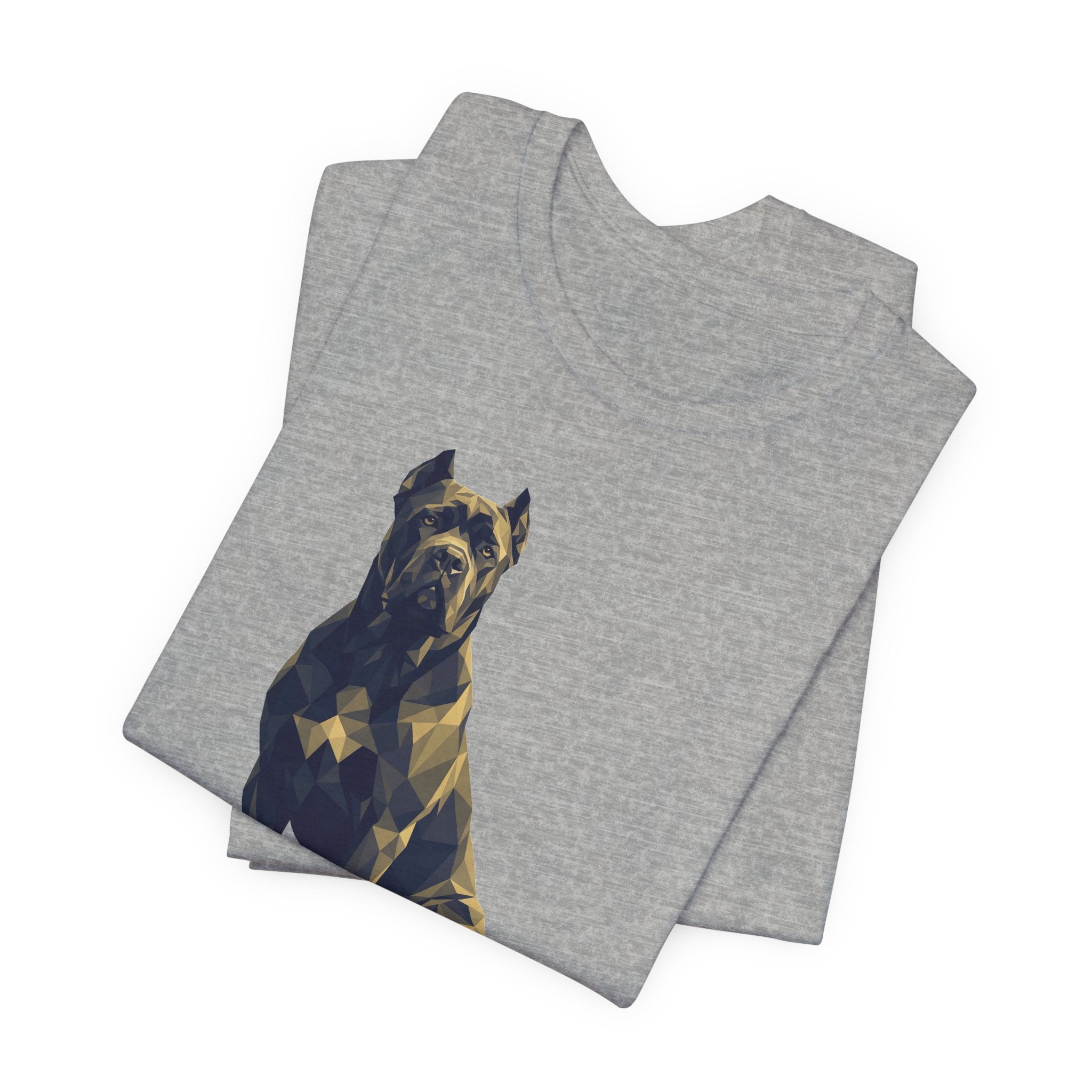 Cane Corso Low Poly T-Shirt — Dark Slate & Gold Geometric Art Print