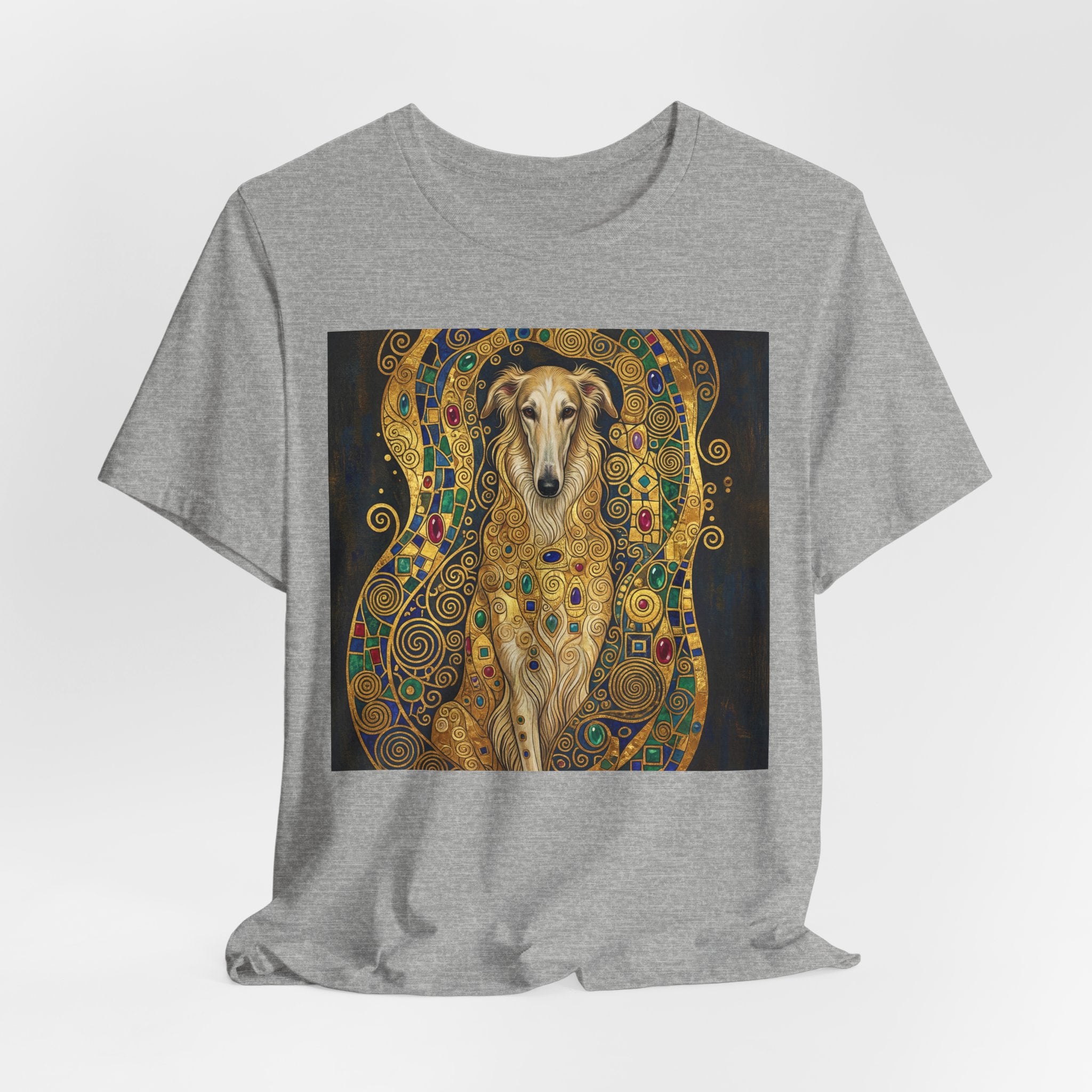 Klimt Style Irish Wolfhound T-Shirt — Gold Mosaic Art Print