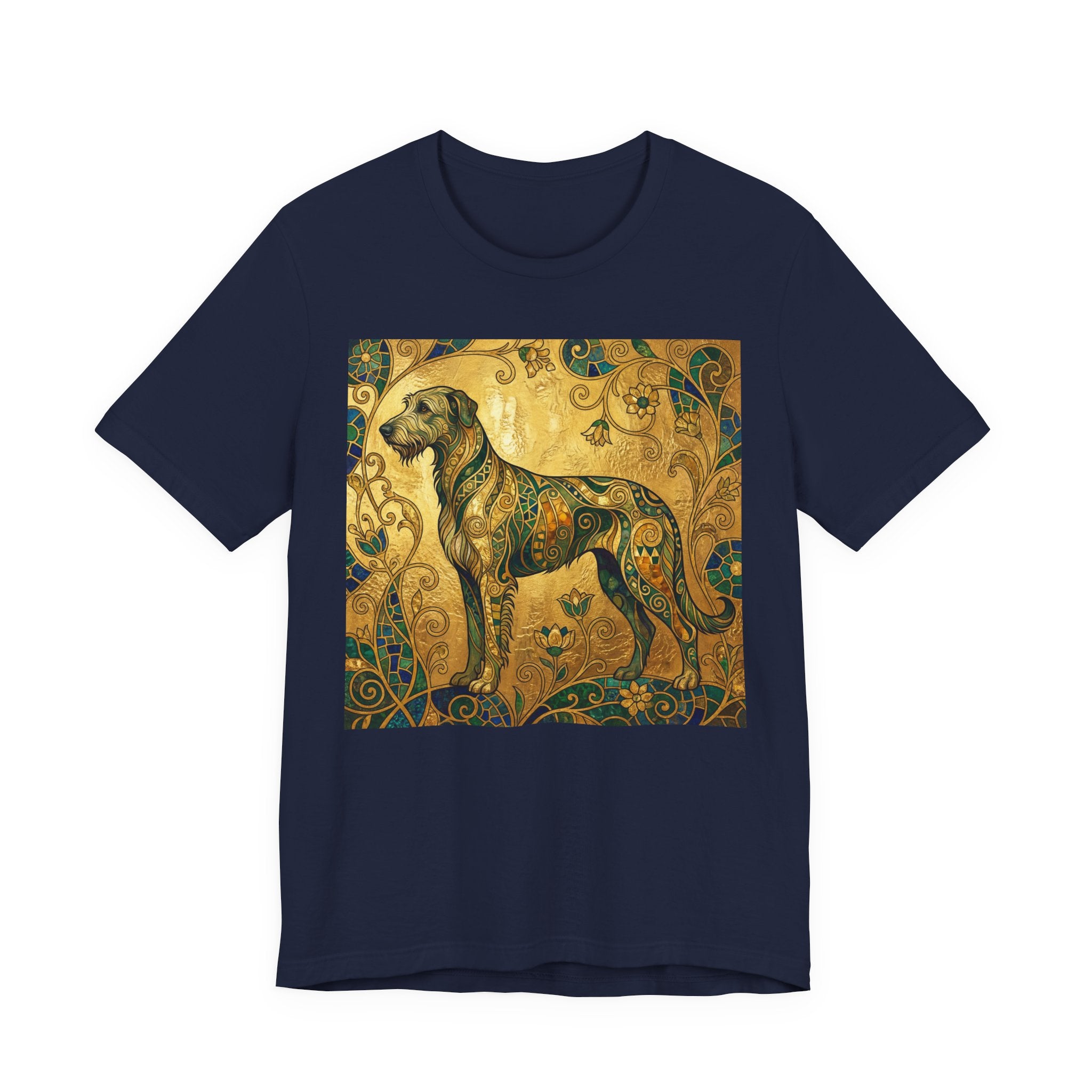 Klimt Style Irish Wolfhound T-Shirt — Gold Mosaic Ornamental Art Print