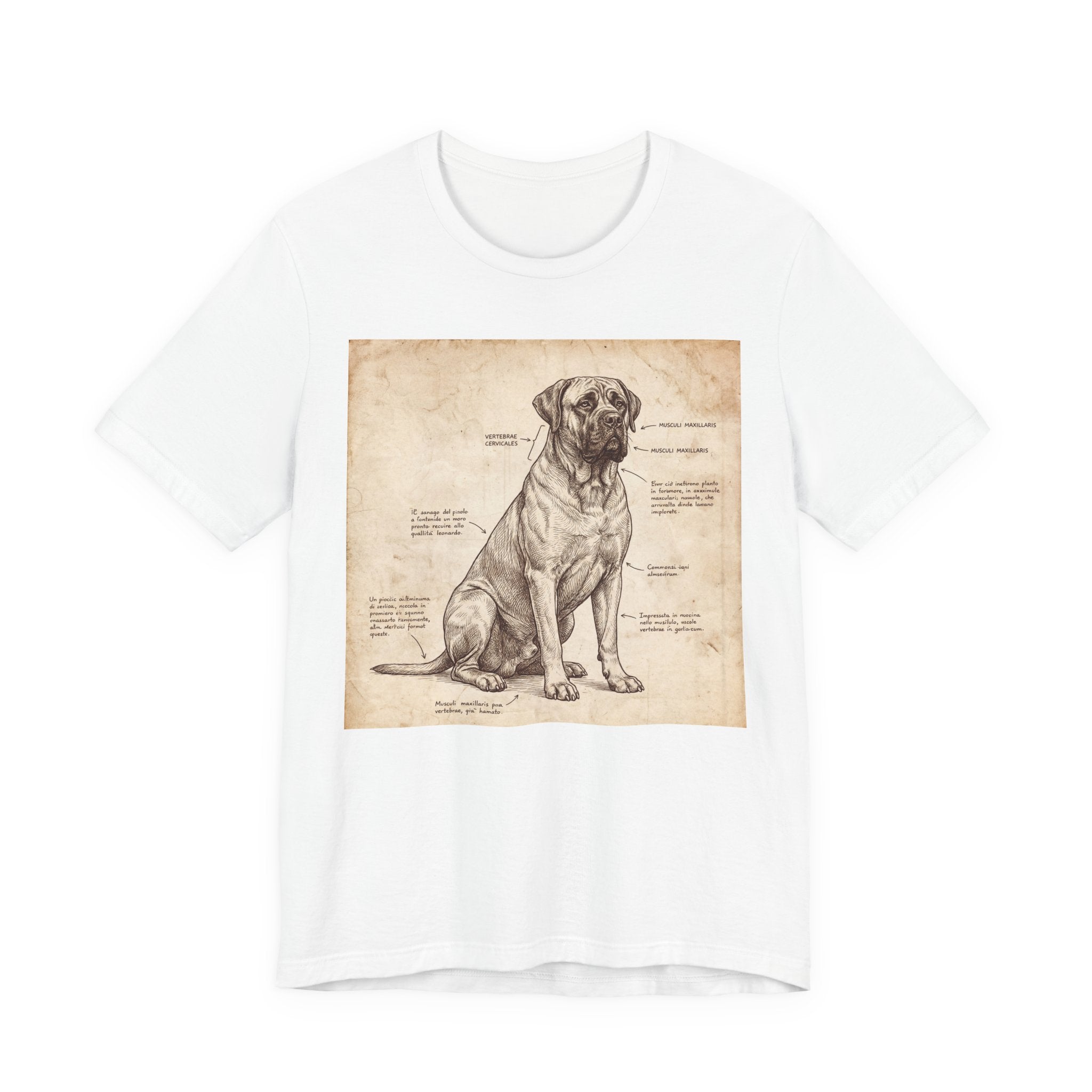 Da Vinci Style Mastiff T-Shirt — Anatomical Parchment Art Print