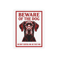Beware of Great Dane Metal Sign – Red Black Portrait Aluminum Wall Sign – side view