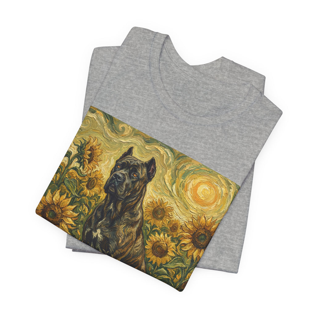 Van Gogh Style Cane Corso T-Shirt — Sunflower Field Art Print