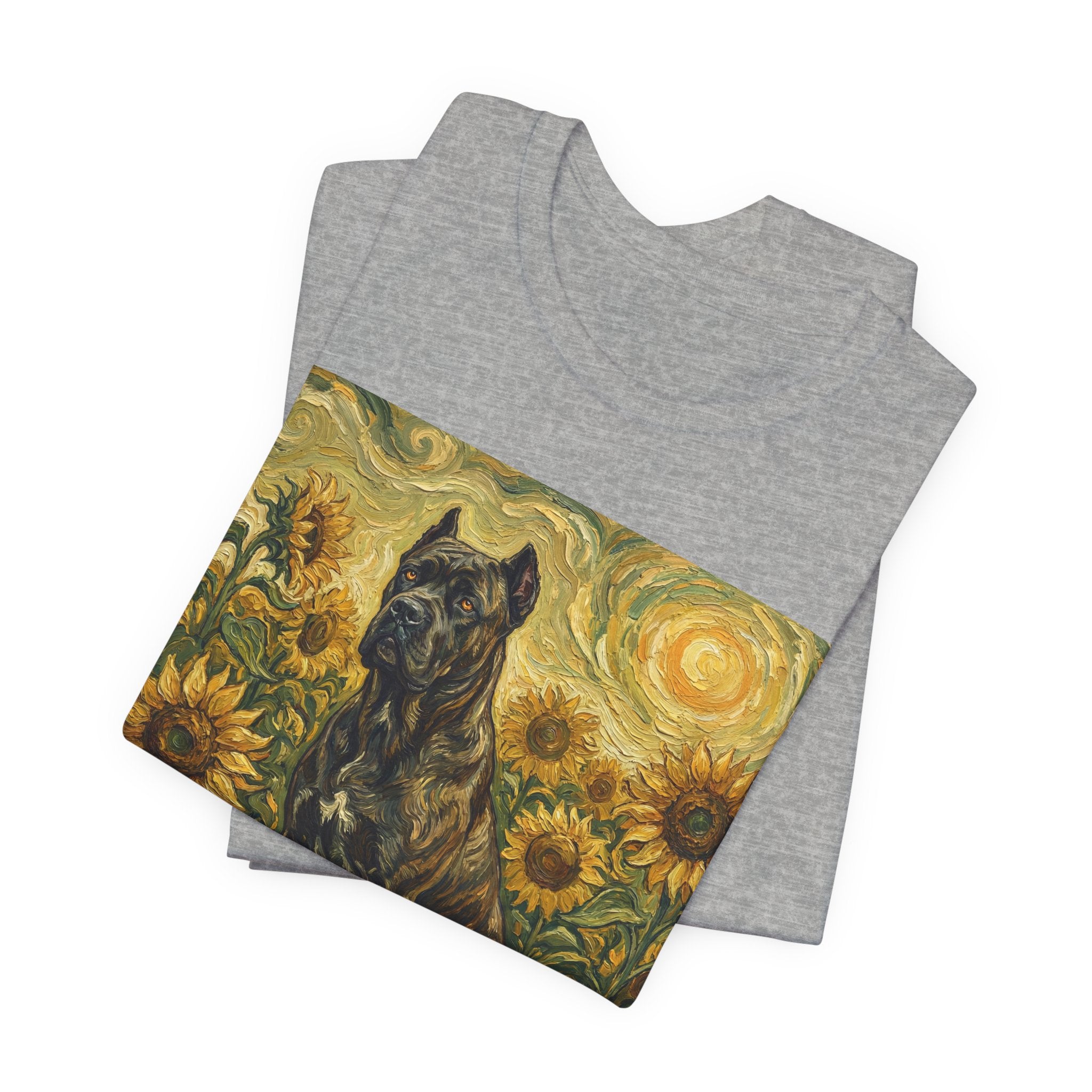 Van Gogh Style Cane Corso T-Shirt — Sunflower Field Art Print