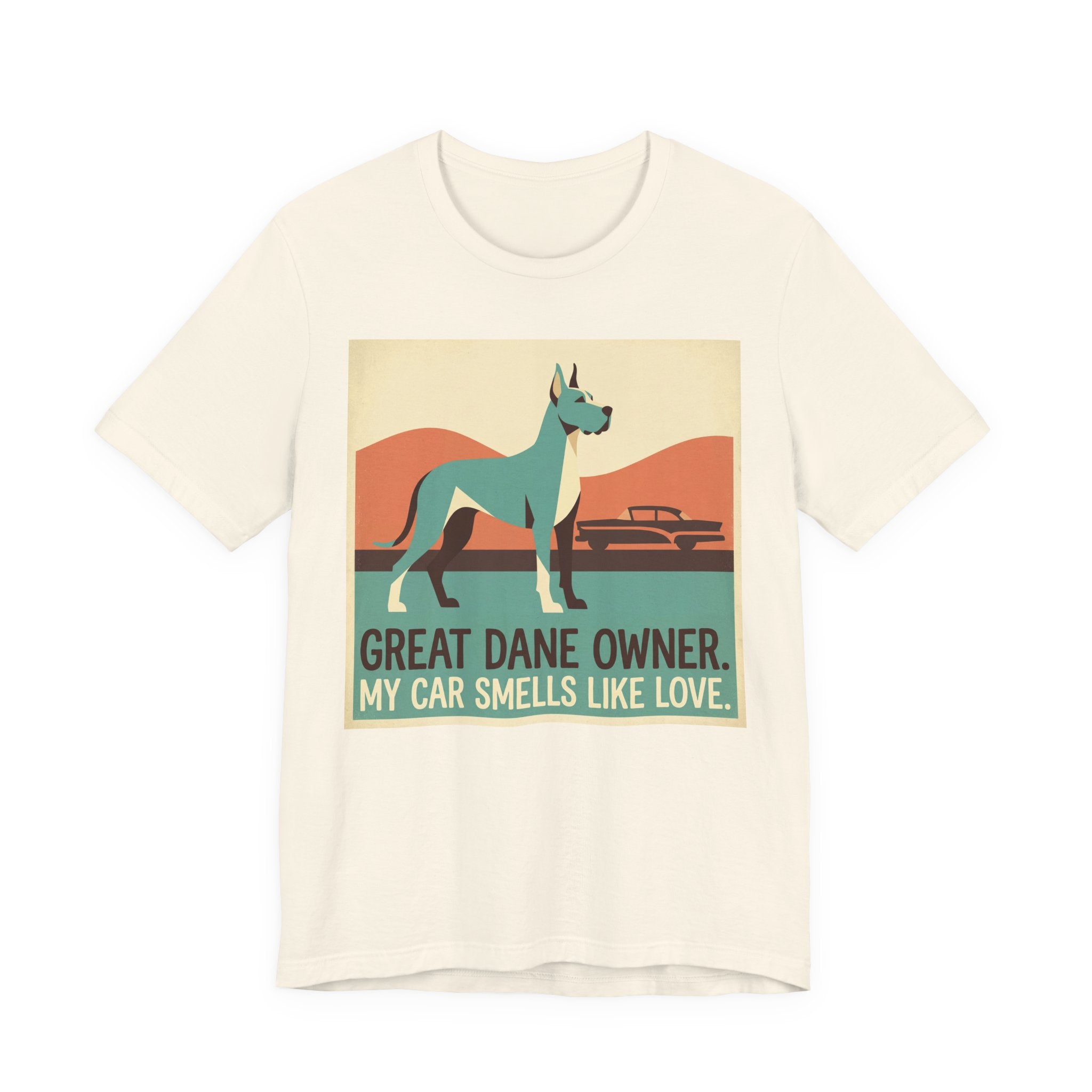 Great Dane Vintage Retro Art T-Shirt | Teal & Coral Mid-Century