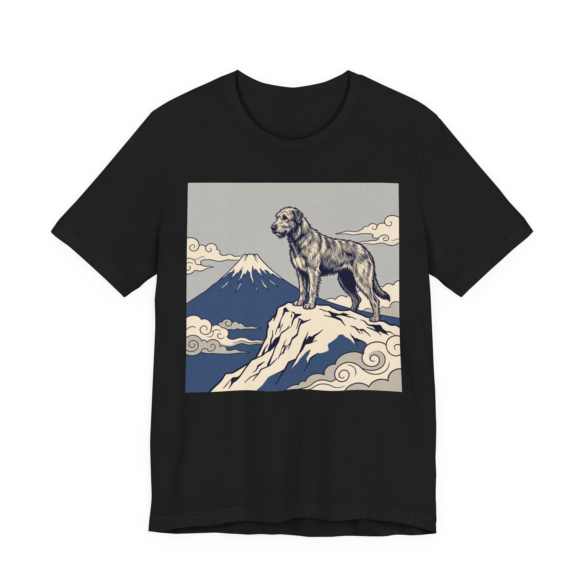 Hokusai Style Irish Wolfhound T-Shirt — Mountain Blue Clouds Art Print