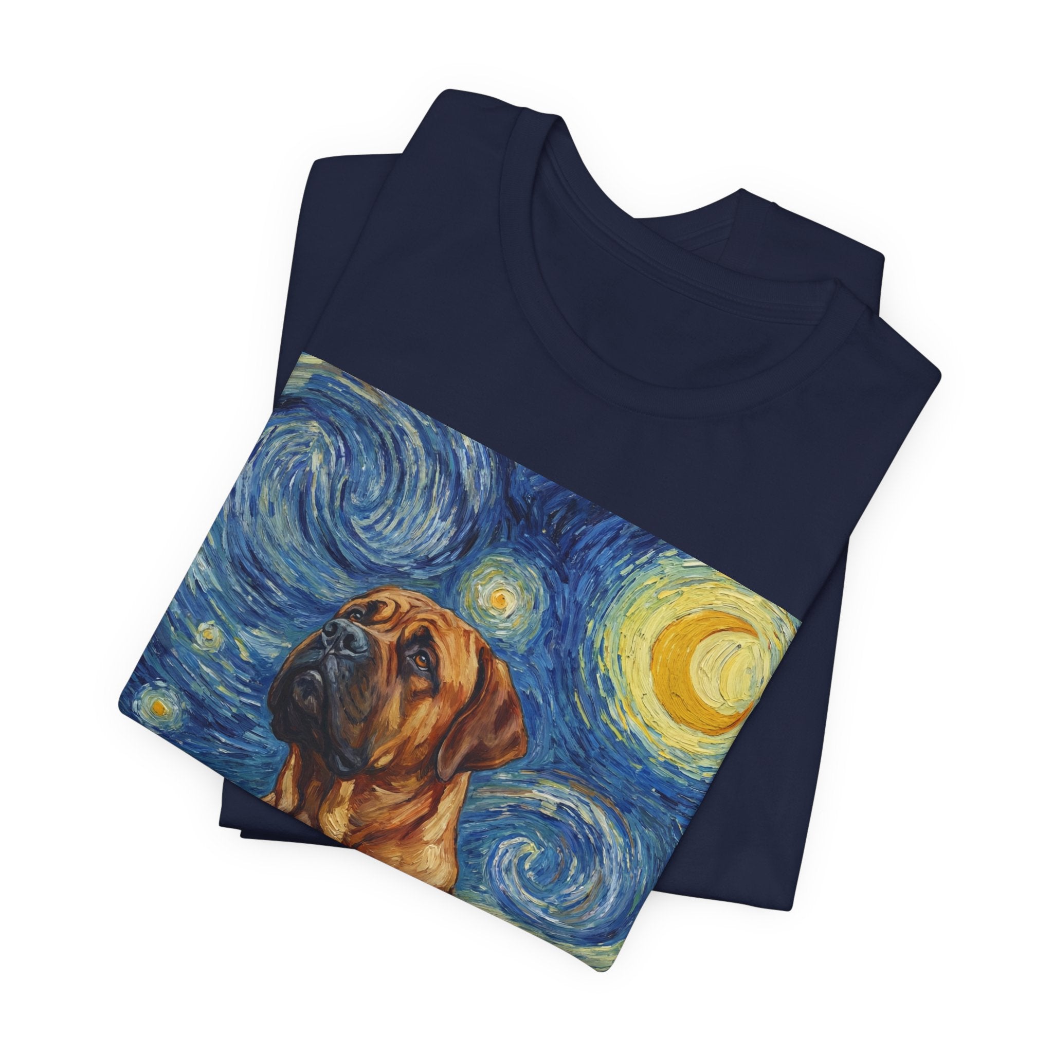 Van Gogh Style Mastiff T-Shirt — Starry Night Swirl Art Print