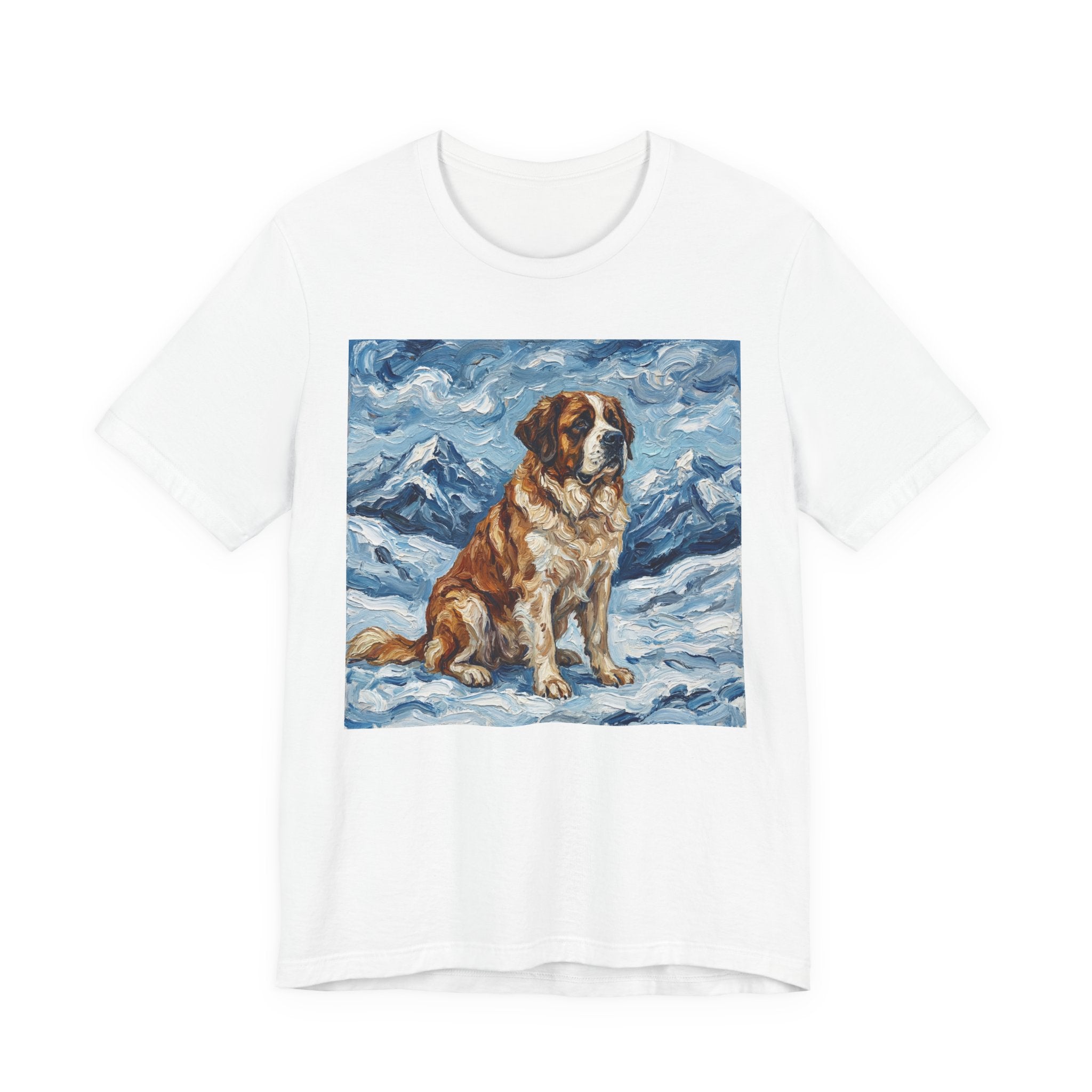Van Gogh Style Saint Bernard T-Shirt — Alpine Snow Art Print