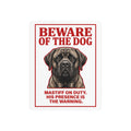 Beware of Mastiff Metal Sign – Fawn Portrait Aluminum Wall Sign – side view