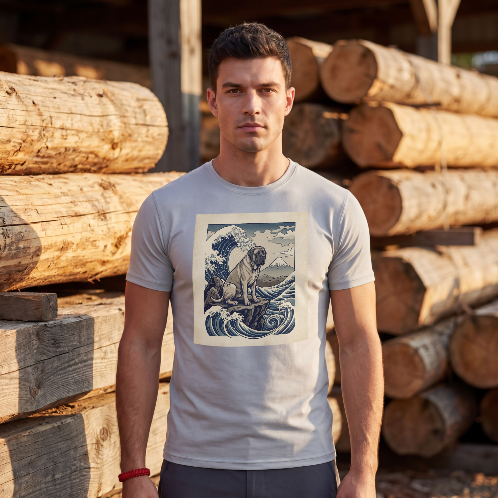 Hokusai Style Mastiff T-Shirt — Great Wave Woodblock Art Print