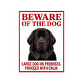 Beware of Newfoundland Sign – Dark Portrait Red Border Outdoor Vinyl Decal – side view