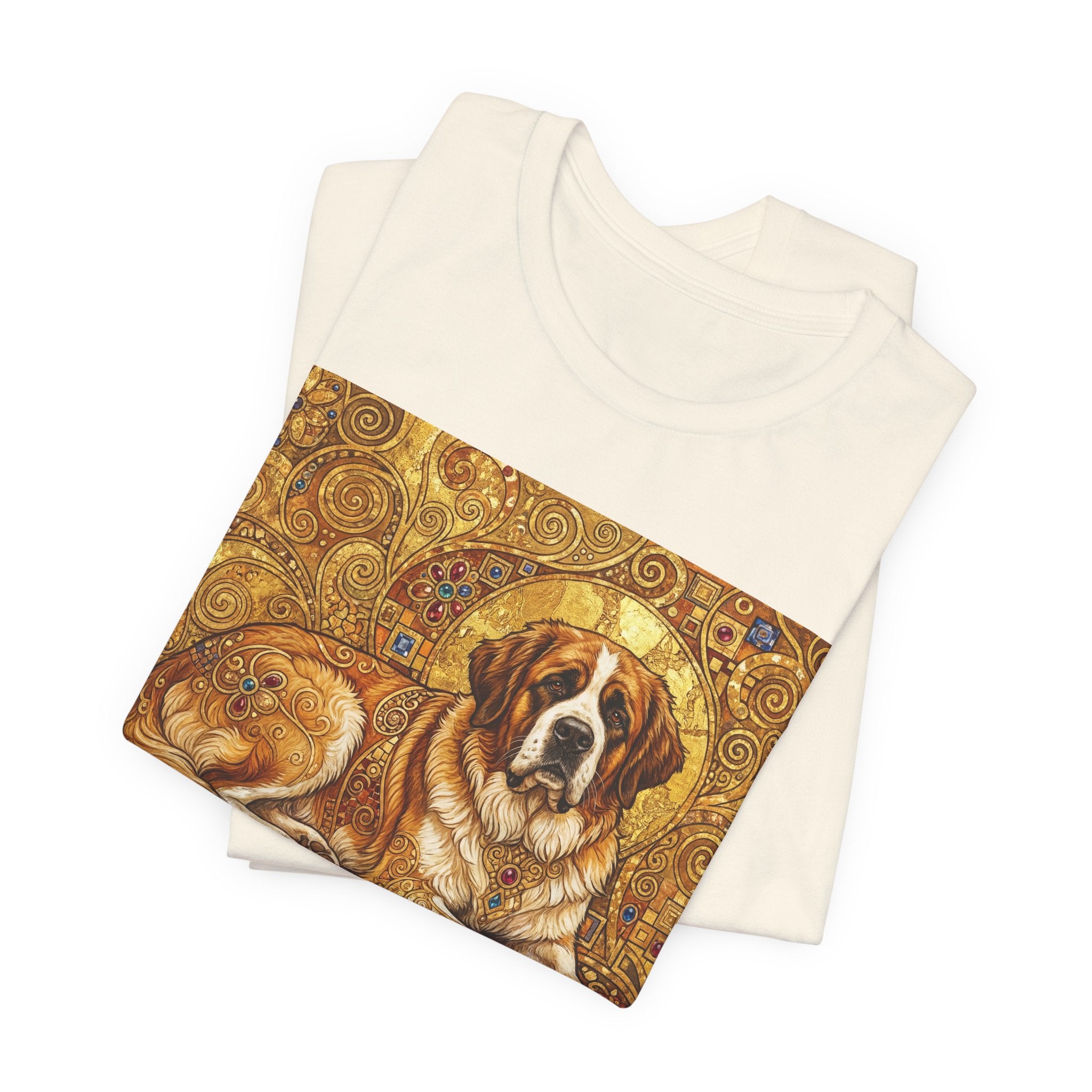 Klimt Style Saint Bernard T-Shirt — Gold Mosaic Art Print