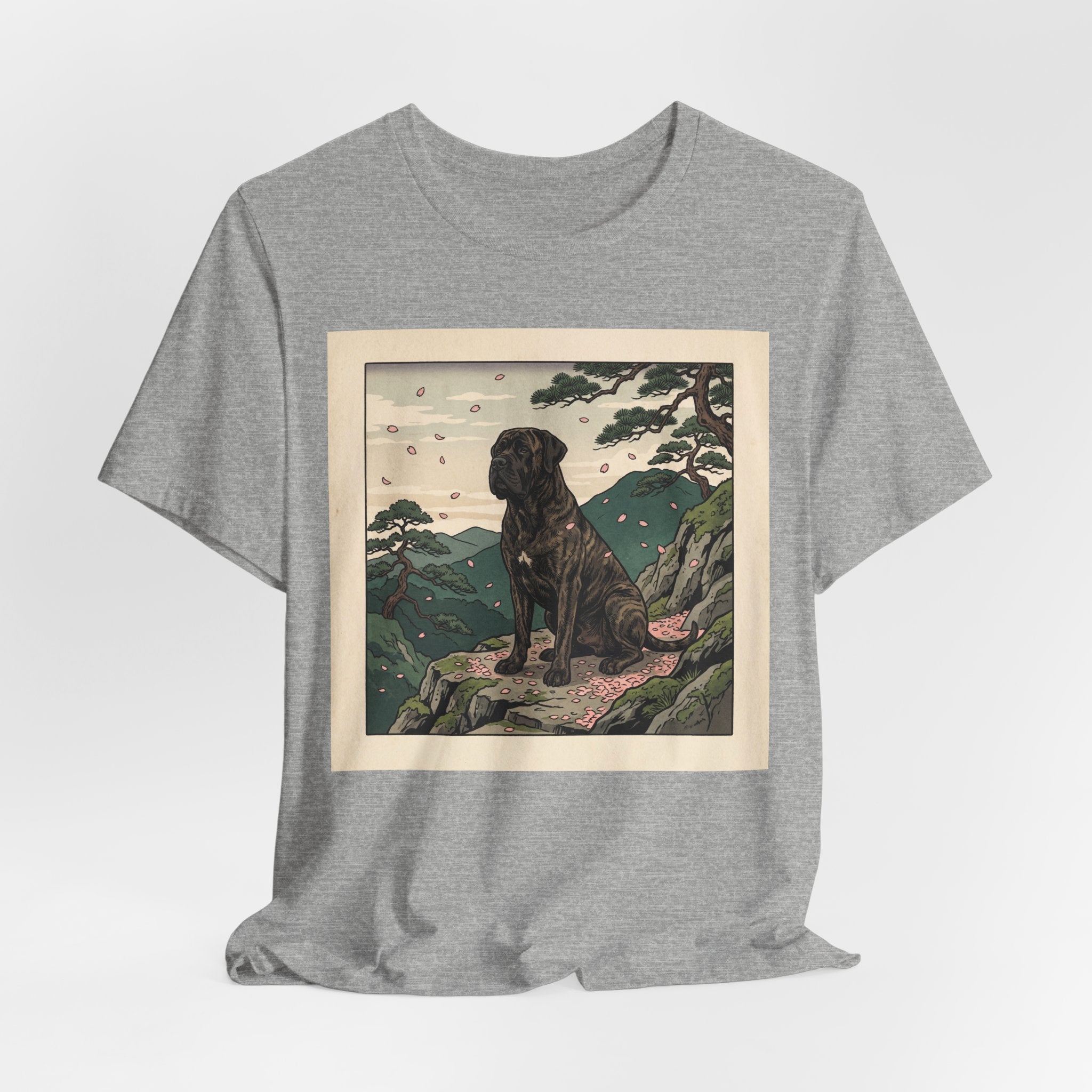 Hiroshige Style Cane Corso T-Shirt — Cherry Blossom Mountain Art Print