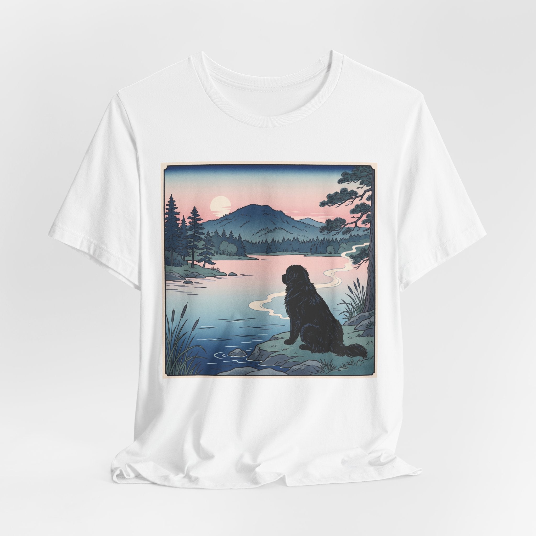 Hiroshige Style Newfoundland T-Shirt — Lakeside Dusk Art Print