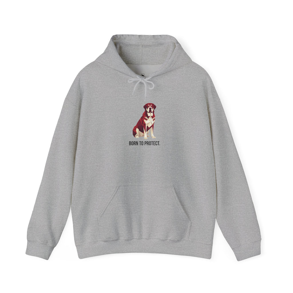 Saint Bernard Low Poly Hoodie — Deep Crimson Geometric Art Print