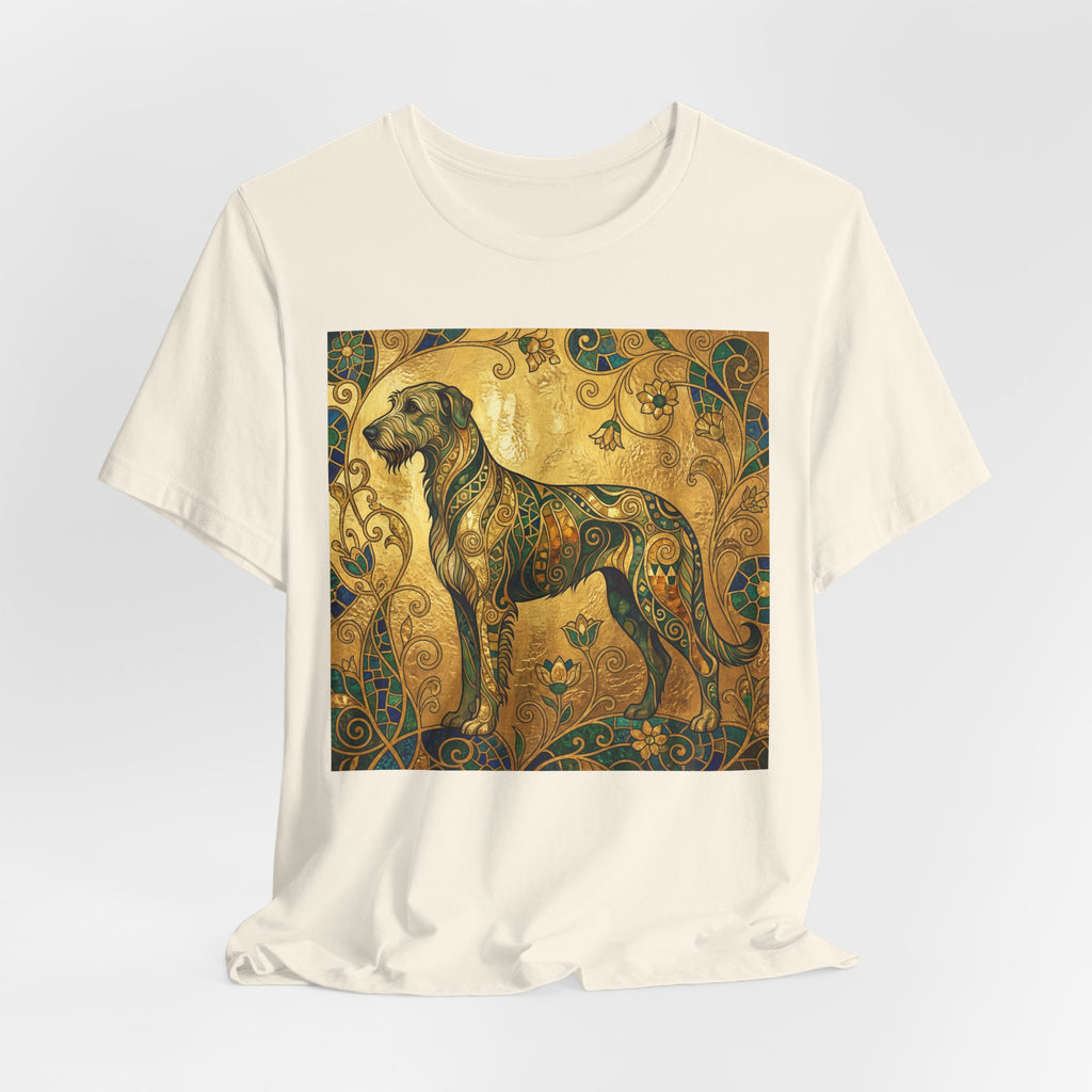 Klimt Style Irish Wolfhound T-Shirt — Gold Mosaic Ornamental Art Print