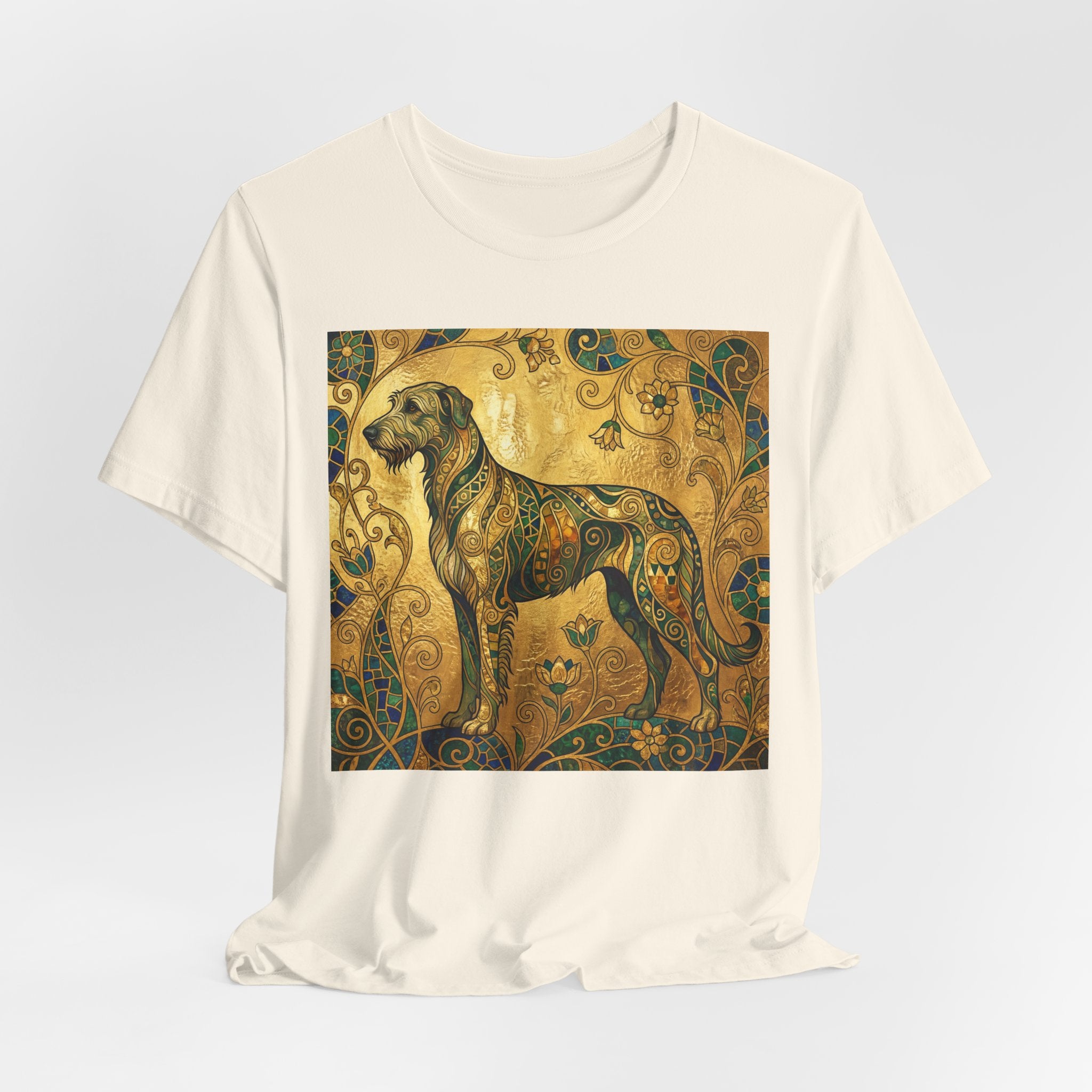 Klimt Style Irish Wolfhound T-Shirt — Gold Mosaic Ornamental Art Print