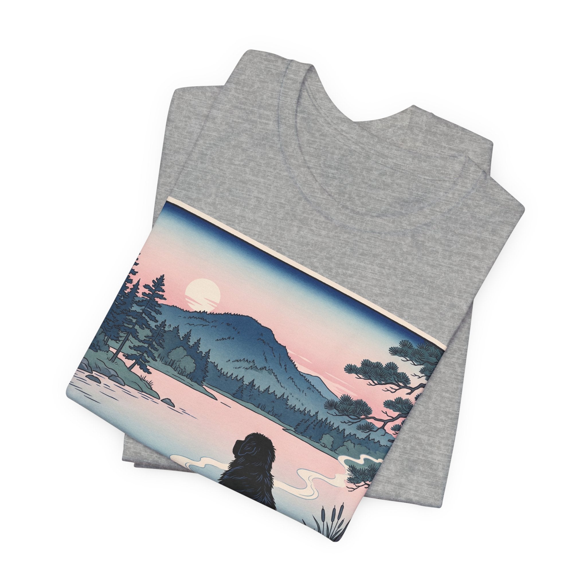 Hiroshige Style Newfoundland T-Shirt — Lakeside Dusk Art Print