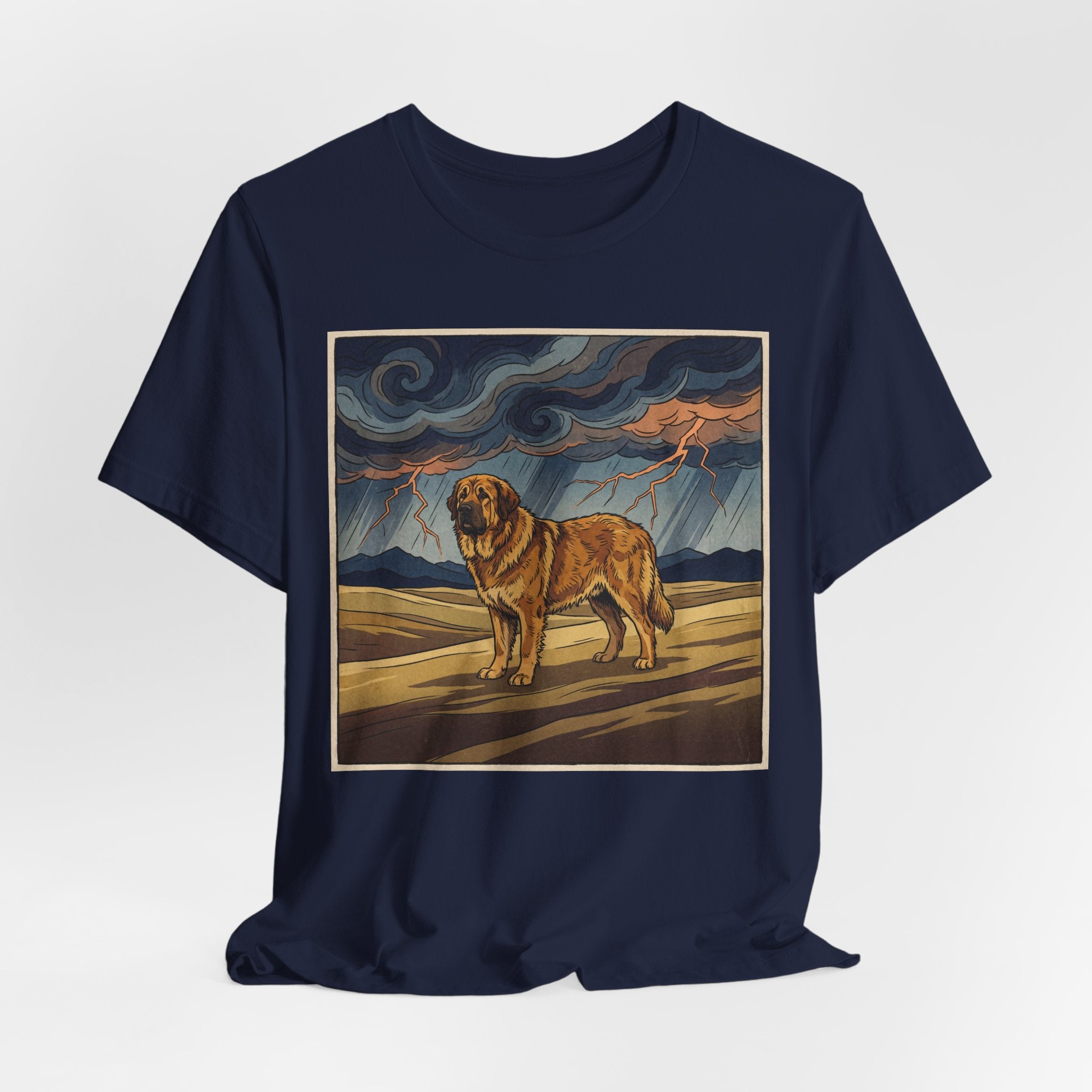 Woodblock Print Mastiff T-Shirt — Storm Lightning Drama Art Print