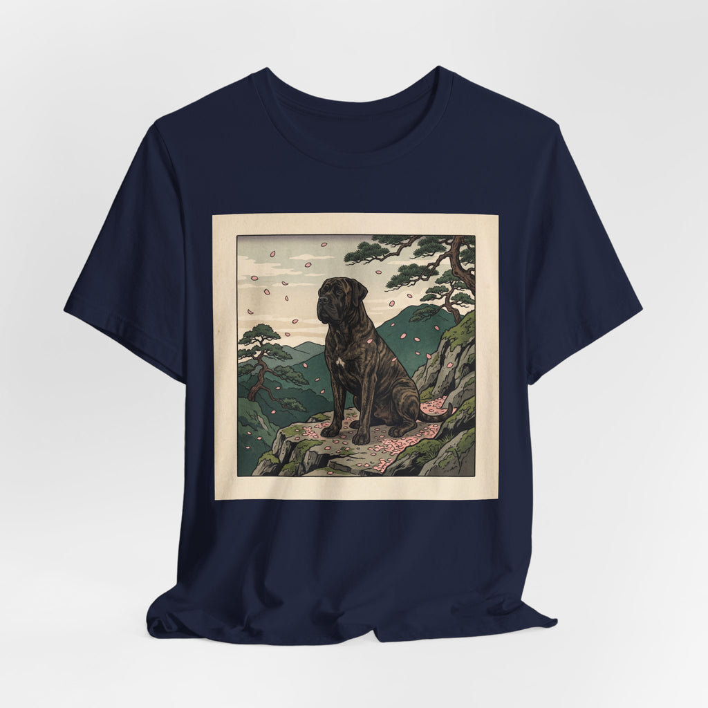 Hiroshige Style Cane Corso T-Shirt — Cherry Blossom Mountain Art Print