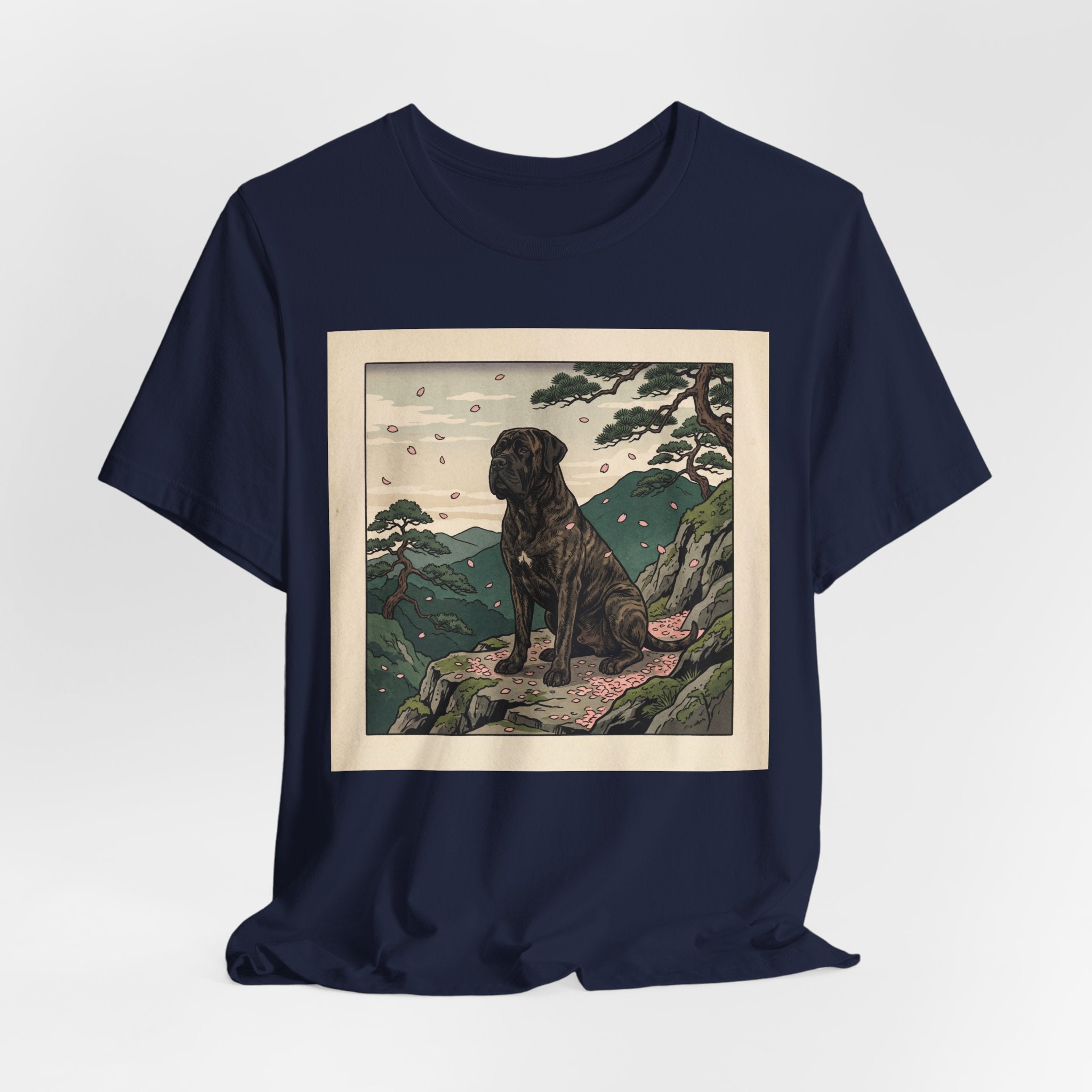 Hiroshige Style Cane Corso T-Shirt — Cherry Blossom Mountain Art Print