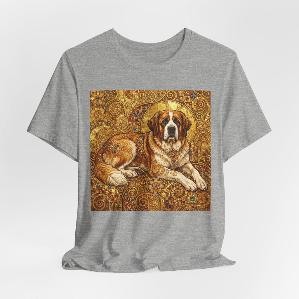 Klimt Style Saint Bernard T-Shirt — Gold Mosaic Art Print