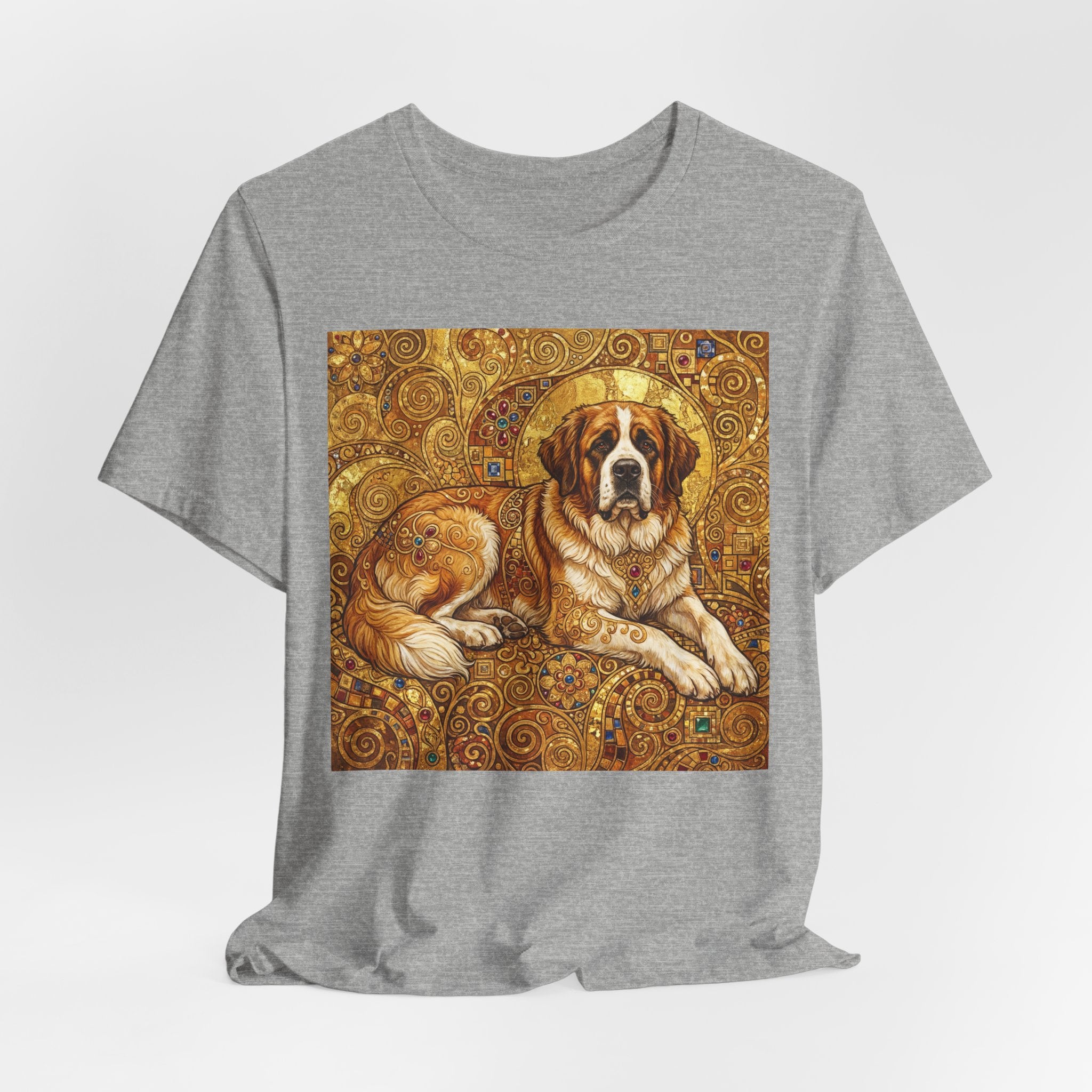 Klimt Style Saint Bernard T-Shirt — Gold Mosaic Art Print