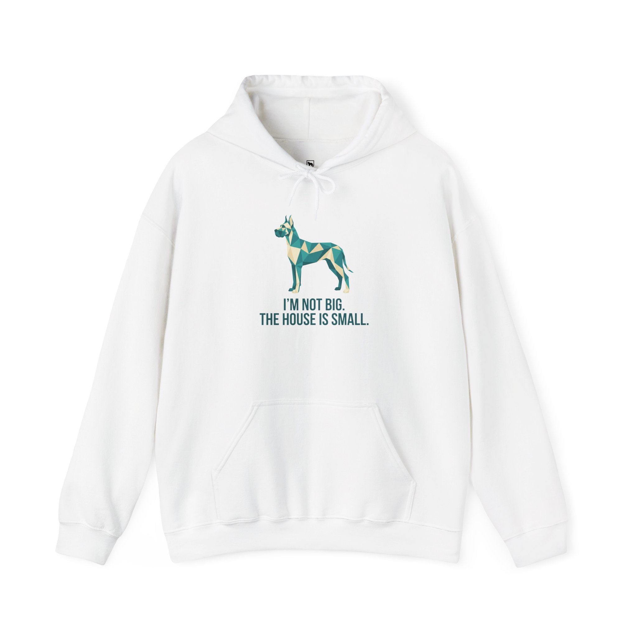 Great Dane Low Poly Hoodie — Teal & Cream Geometric Art Print