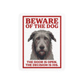 Beware of Irish Wolfhound Metal Sign – Grey Wiry Portrait Aluminum Wall Sign – side view
