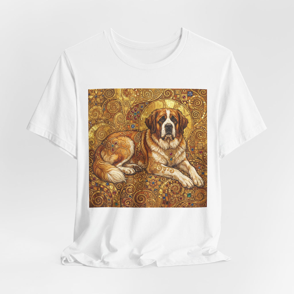Klimt Style Saint Bernard T-Shirt — Gold Mosaic Art Print