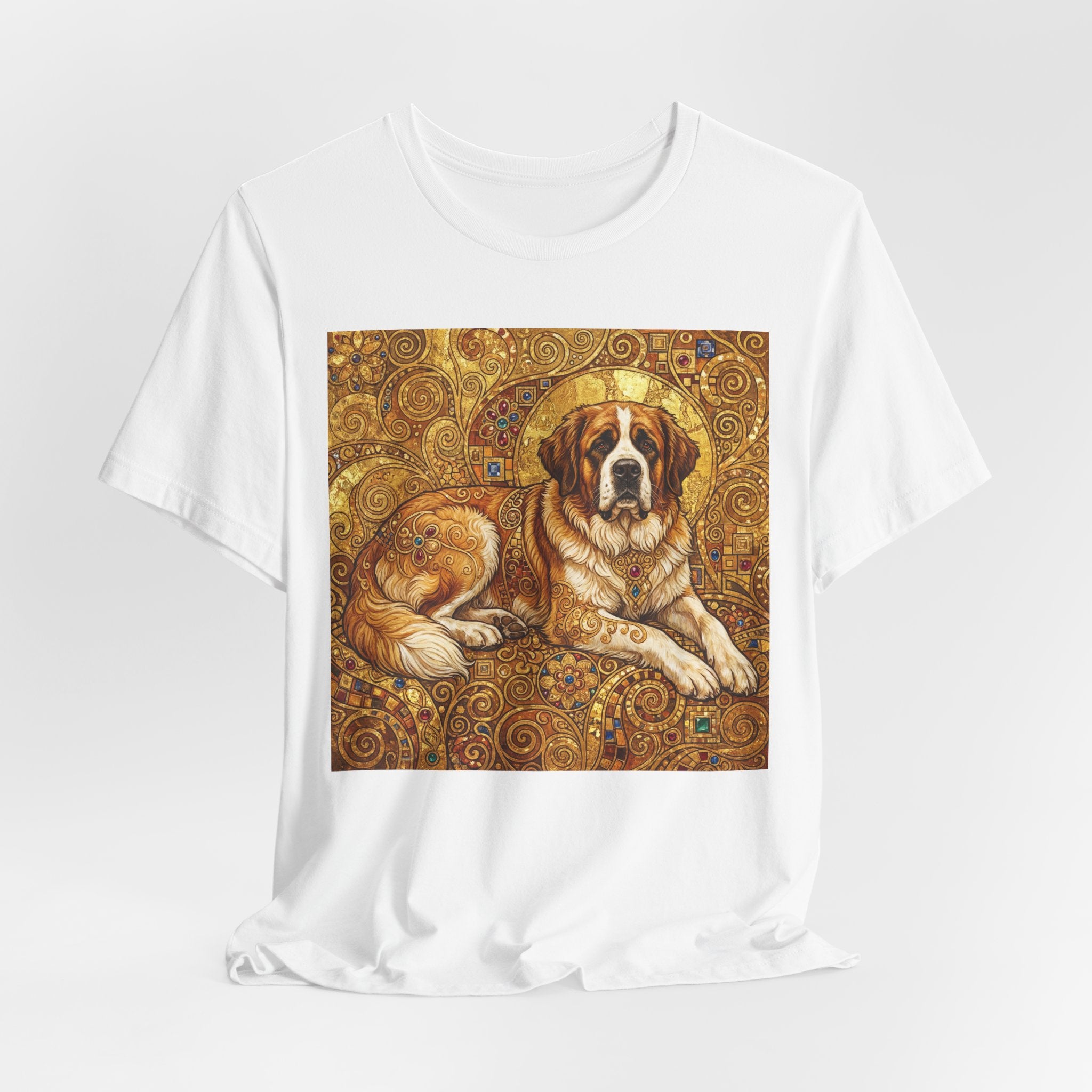 Klimt Style Saint Bernard T-Shirt — Gold Mosaic Art Print
