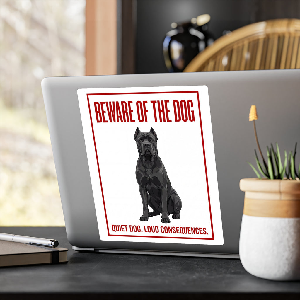 Beware of Cane Corso Sign – Bold Red Warning Outdoor Vinyl Decal – alternate view