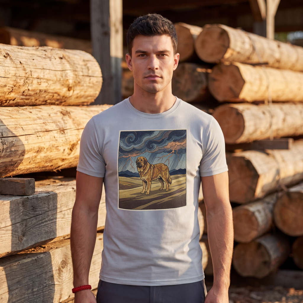 Woodblock Print Mastiff T-Shirt — Storm Lightning Drama Art Print