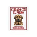 Beware of Spanish Mastiff Metal Sign – Red Border Aluminum Wall Sign – side view