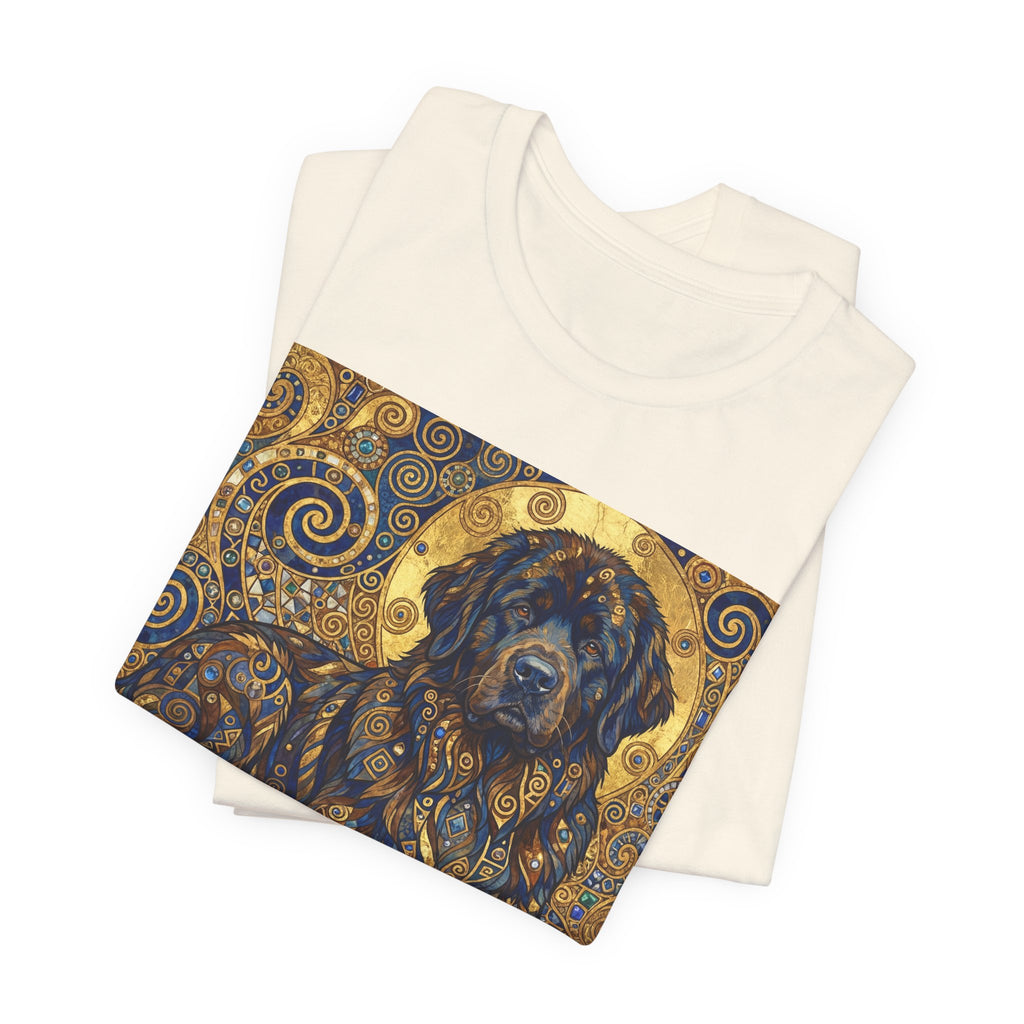 Klimt Style Newfoundland T-Shirt — Gold Spiral Art Print