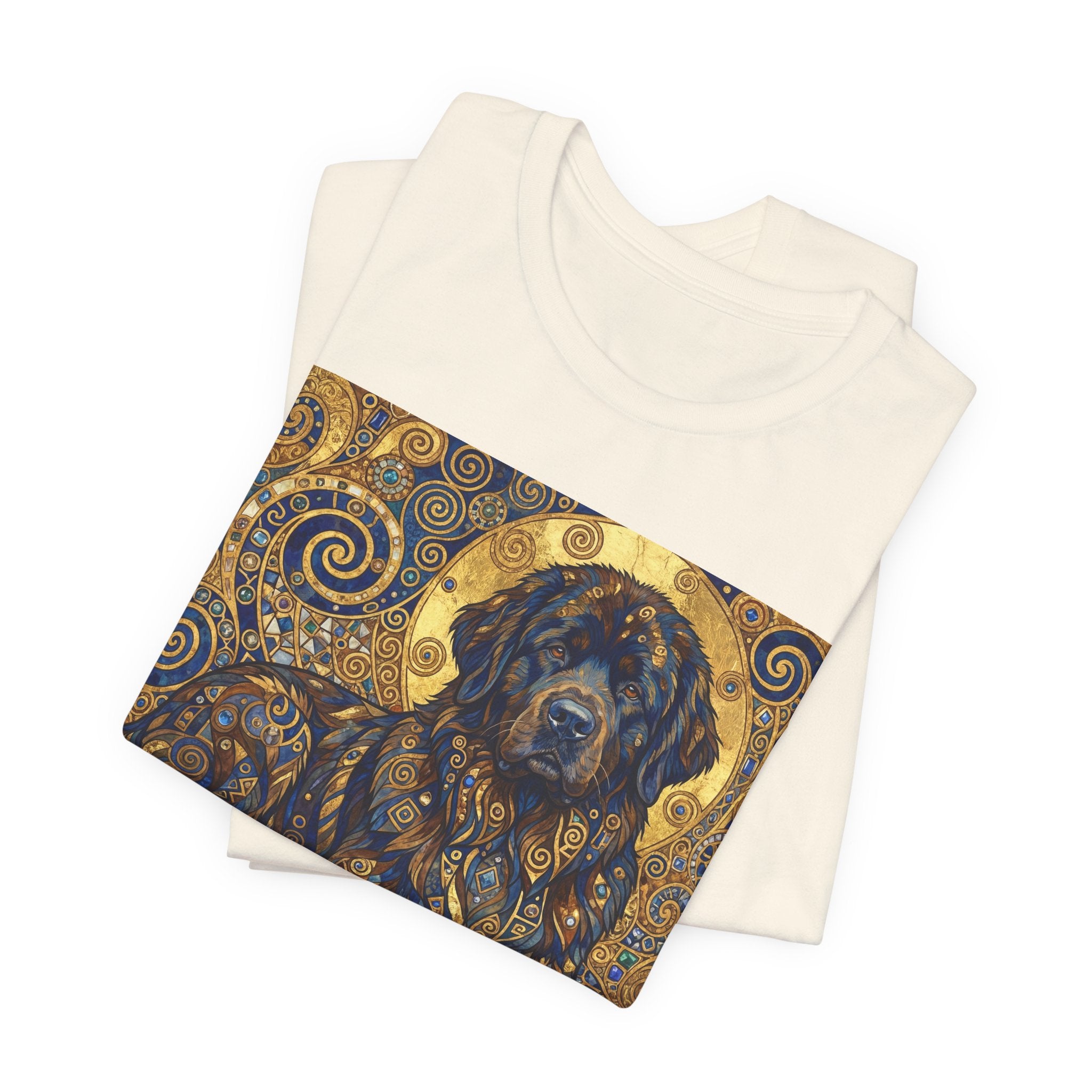 Klimt Style Newfoundland T-Shirt — Gold Spiral Art Print